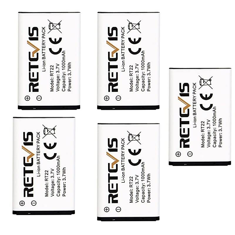 RT22 2 Way Radio Battery Original 37V 1000mAh Liion Battery Compatible with  RT22 RT22S RT15 WLN KDC1 Walkie Talkies 5 Pack