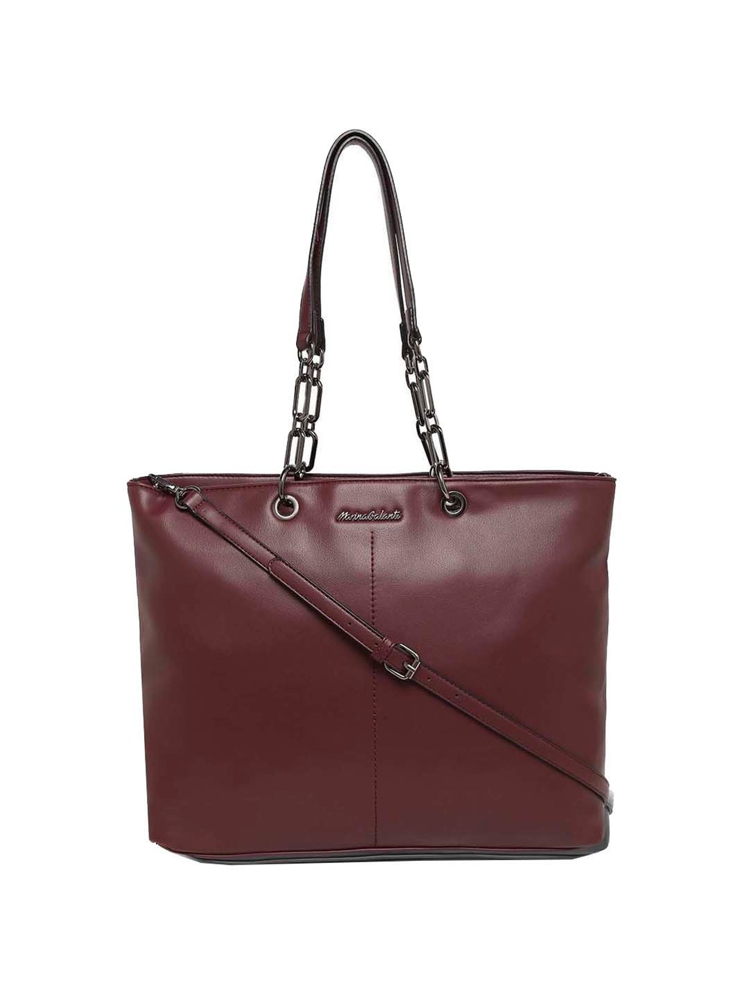 Marina Galanti Maroon Solid Medium Tote Handbag