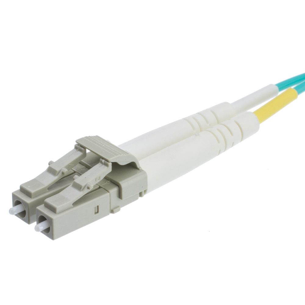 Plenum 10 Gigabit Aqua Fiber Optic Cable, LC / LC, Multimode, Duplex, 50/125, 1 meter (3.3 foot)