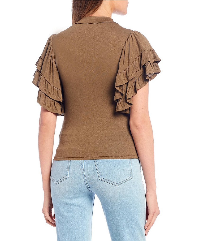Double Zero Tiered Flutter Sleeve Top