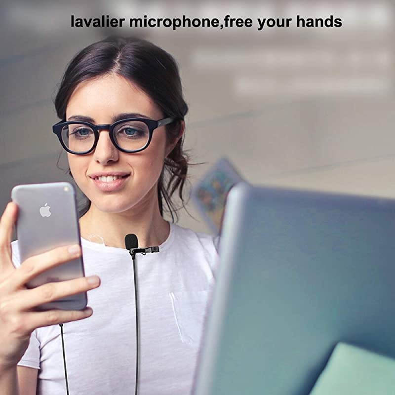 3m98FT Professional Omnidirectional Voice Audio Video Recording Lavalier Condenser Microphone Compatible with iPhone 12 11 X XS MAX 8 7 6 5 S Plus se Pad Mini air pro Touch