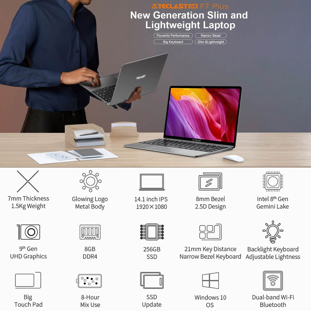 Lemonra F15 Laptop 15.6 In Notebook  Intel N4100 Quad Core 2.4GHz Intel UHD Graphics 600 LPDDR4 8GB RAM 256GB SSD Pocketbook Windows 10 OS 1920x1080 FHD Netbook