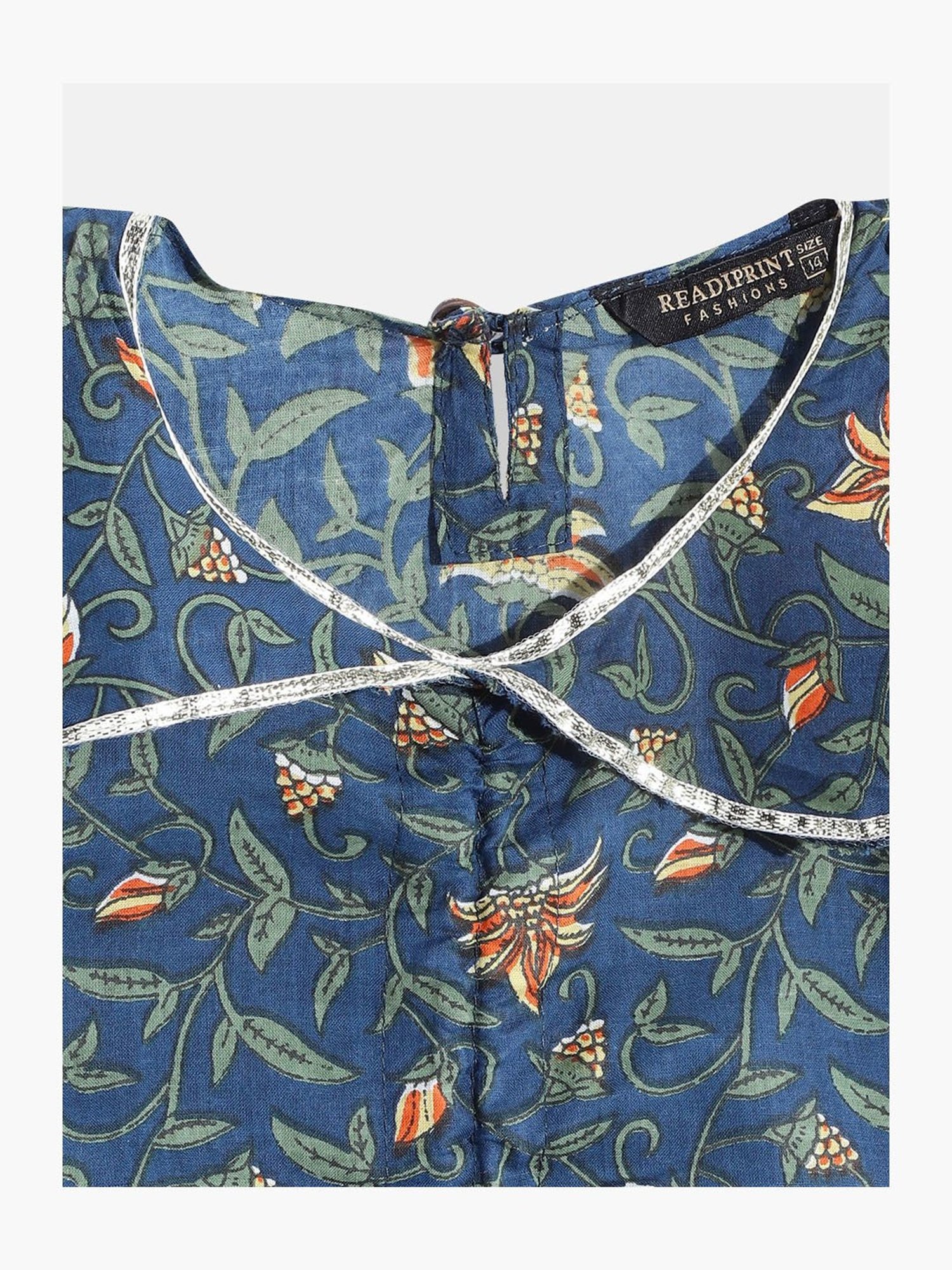 READIPRINT FASHIONS Kids Blue & White Floral Print Top with Sharara