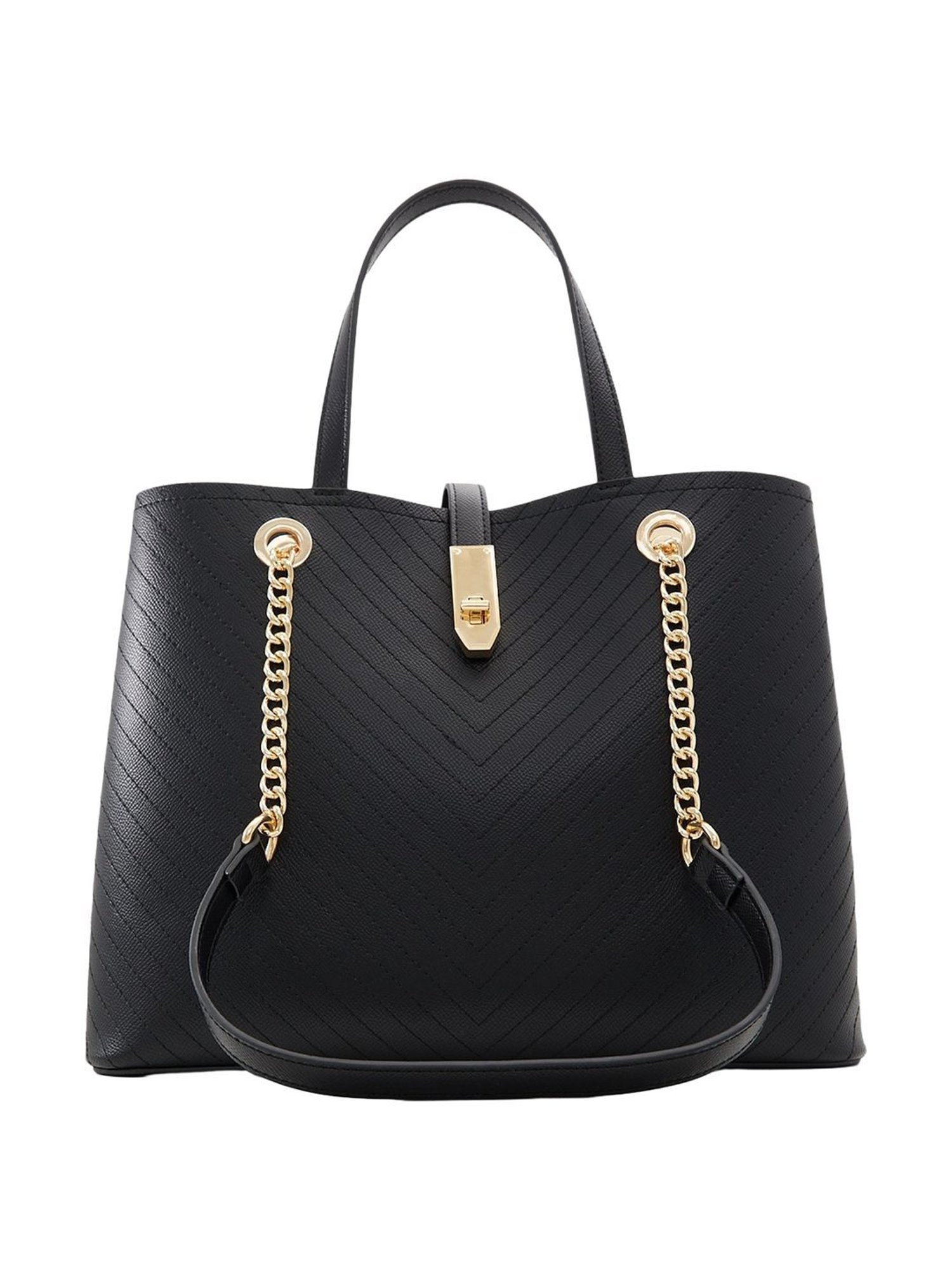 Aldo Black Striped Medium Handbag