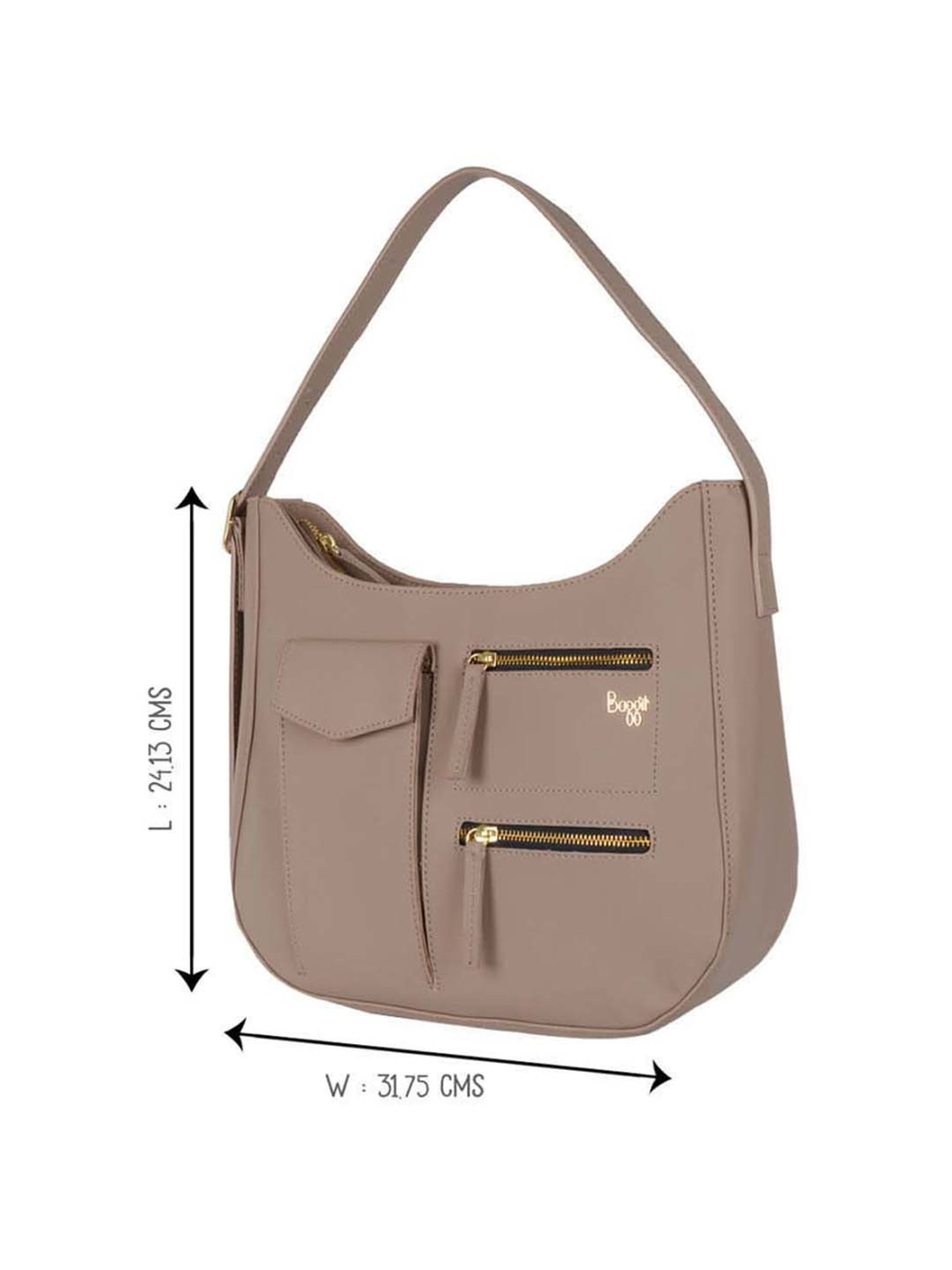 Baggit Pink Solid Medium Hobo Handbag