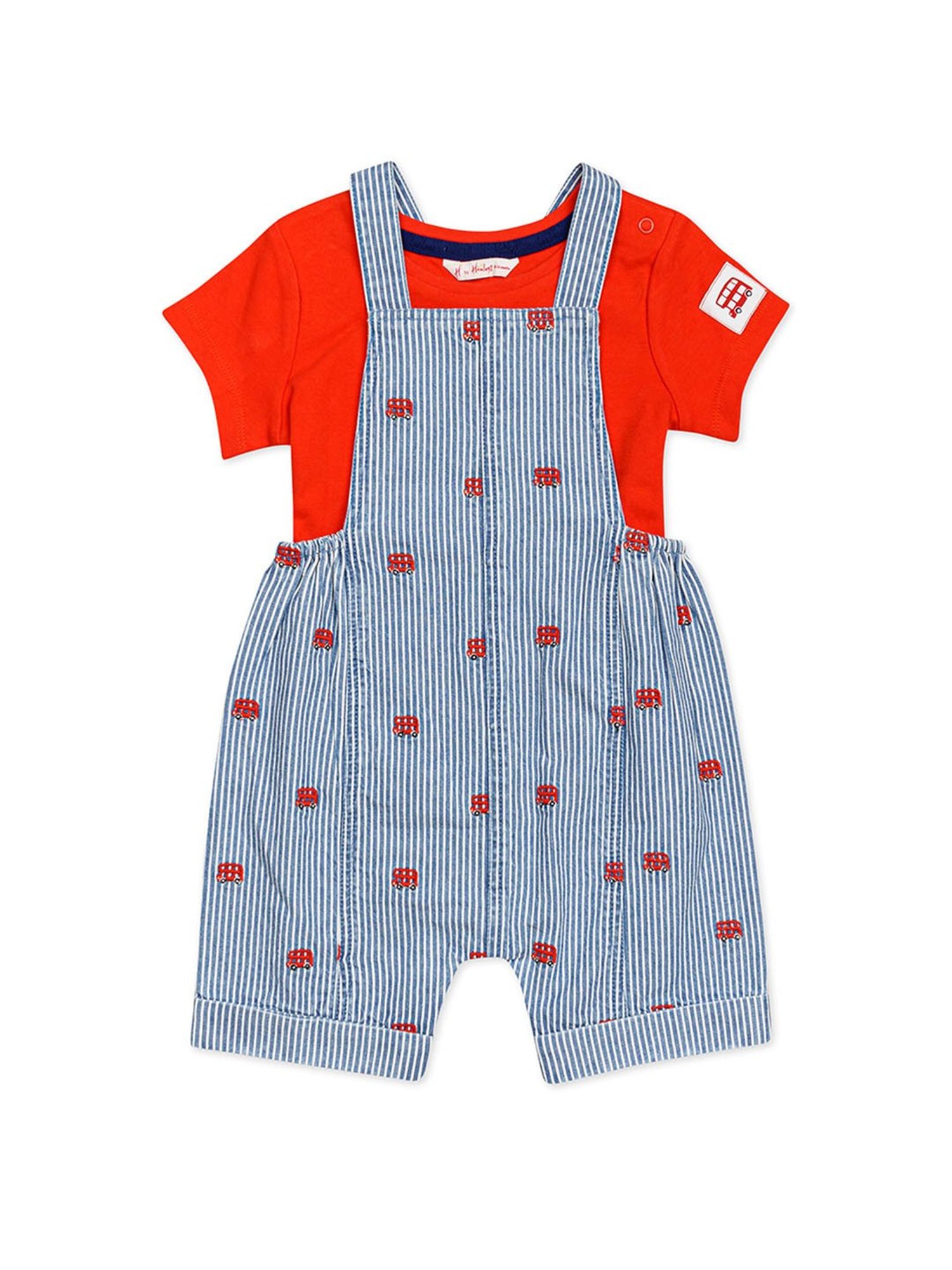 H by Hamleys Kids Red & White Checks T-Shirt with Dungree