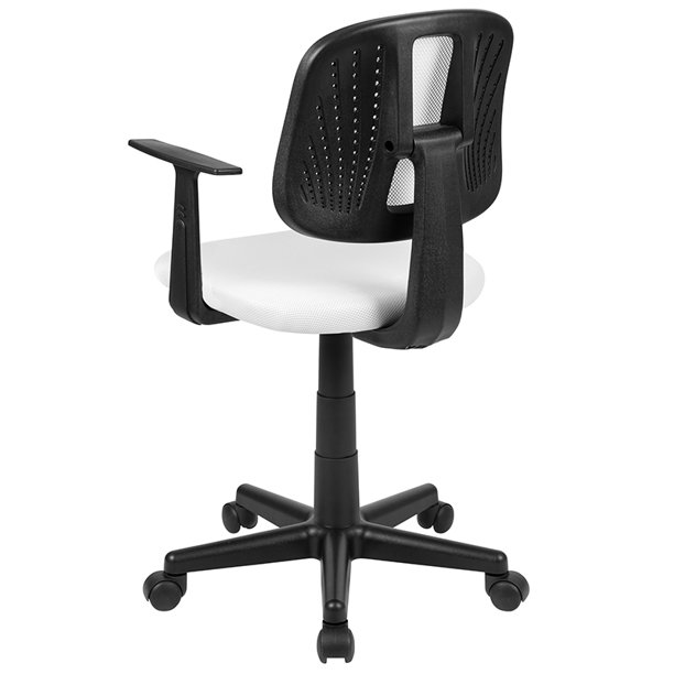 Back White Mesh Swivel Task Office Chair with Arms