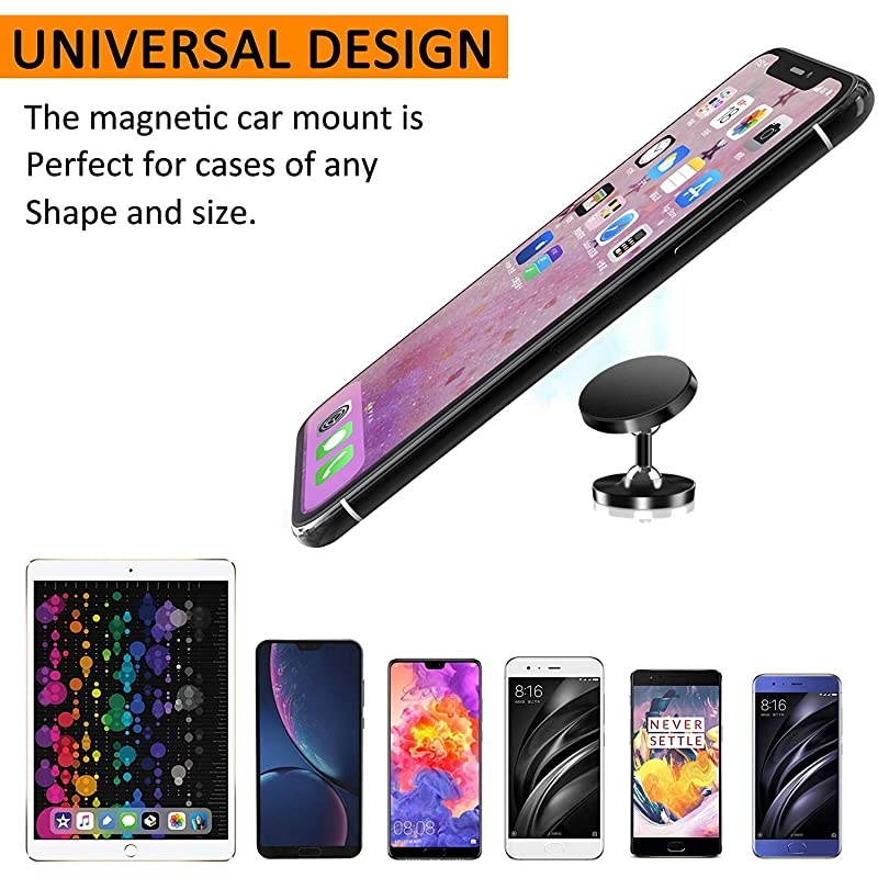 Magnetic Phone Car Mount Universal Car Phone Holder for Dashboard 360&deg; Adjustable Cell Phone Cradle Mount Compatible with iPhone Samsung LG GPS Mini Tablet and More 2020 Silver