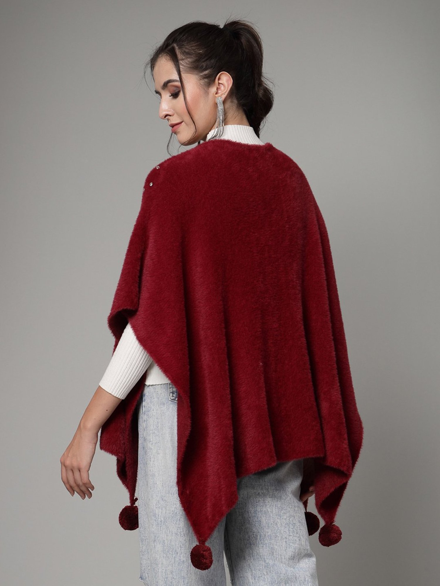 Mafadeny Maroon Poncho