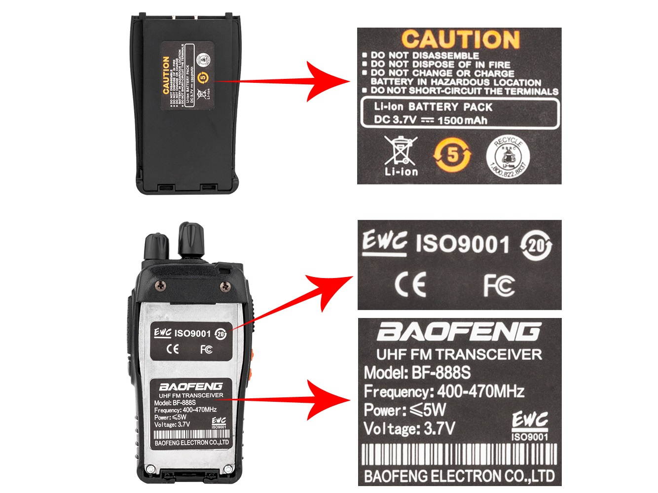 20pcs/10pair Baofeng BF-888S 5W 400-470MHz Handheld Walkie Talkie Black