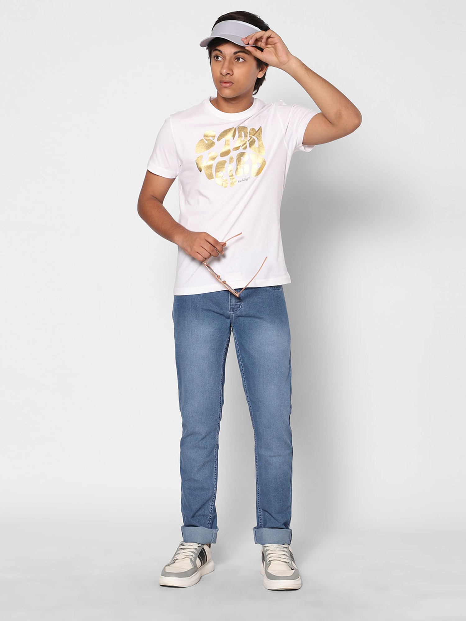 TeenTrums Boys White Printed T-Shirt