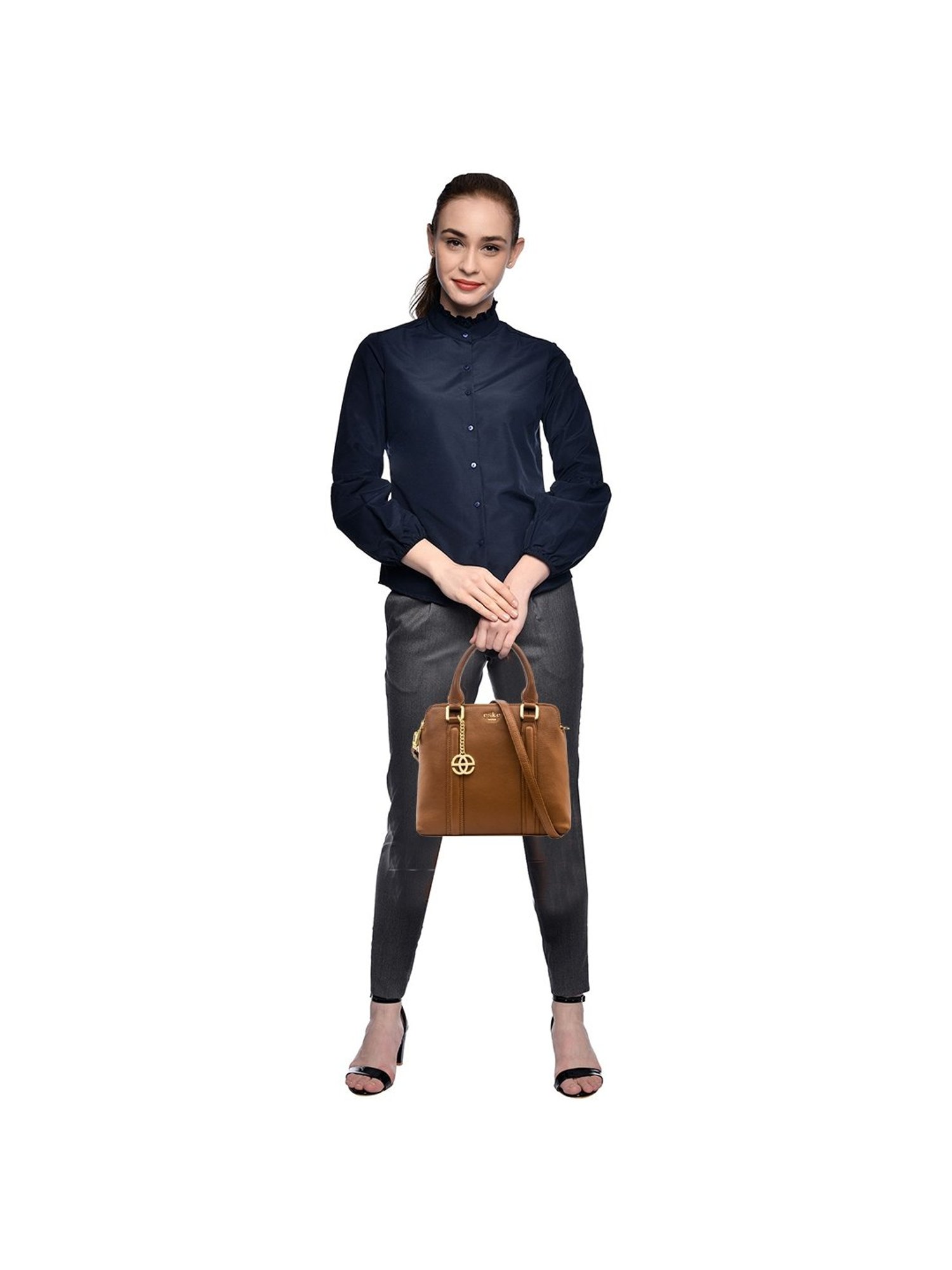 EskeTan Textured Medium Handbag