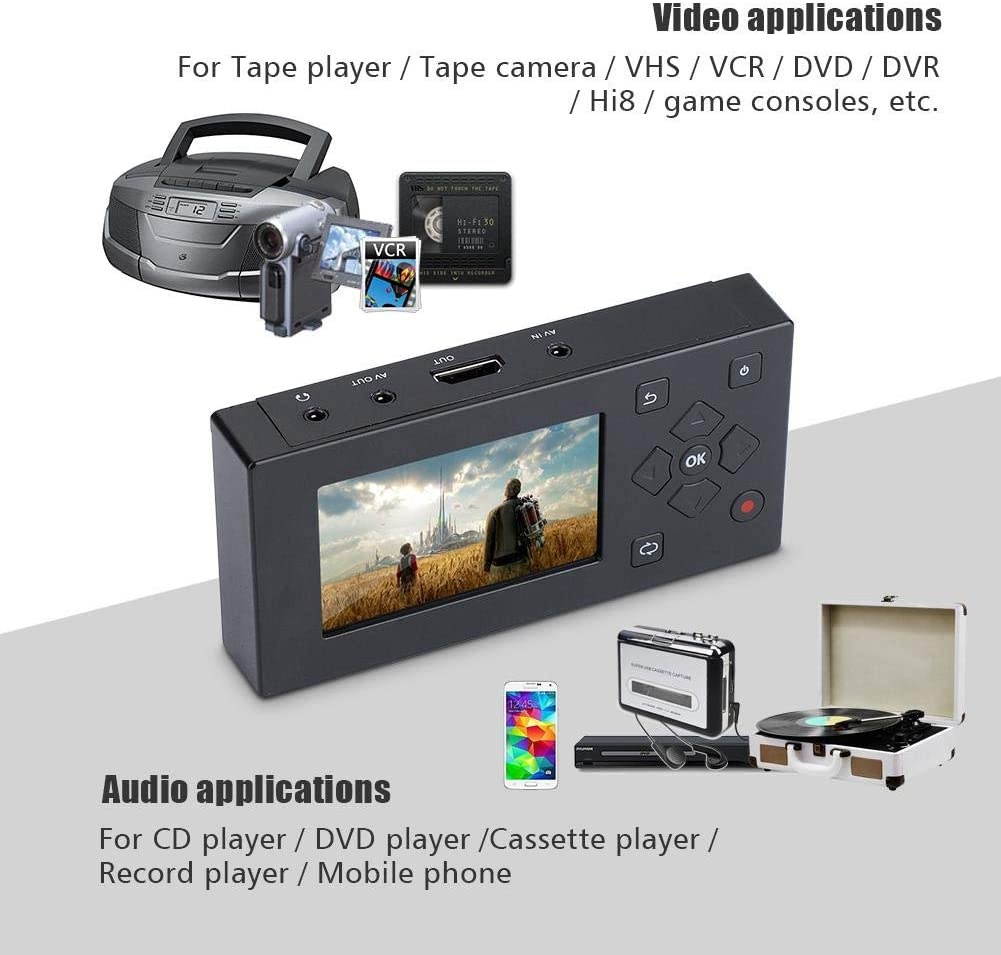 Tangxi Portable 3 TFT Screen AV Recorder Audio and Video Converter Video Capture Recording Player VHS to Digital Converter to Capture Video from VCR VHS Tapes Hi8 Camcorder DVDTV Box