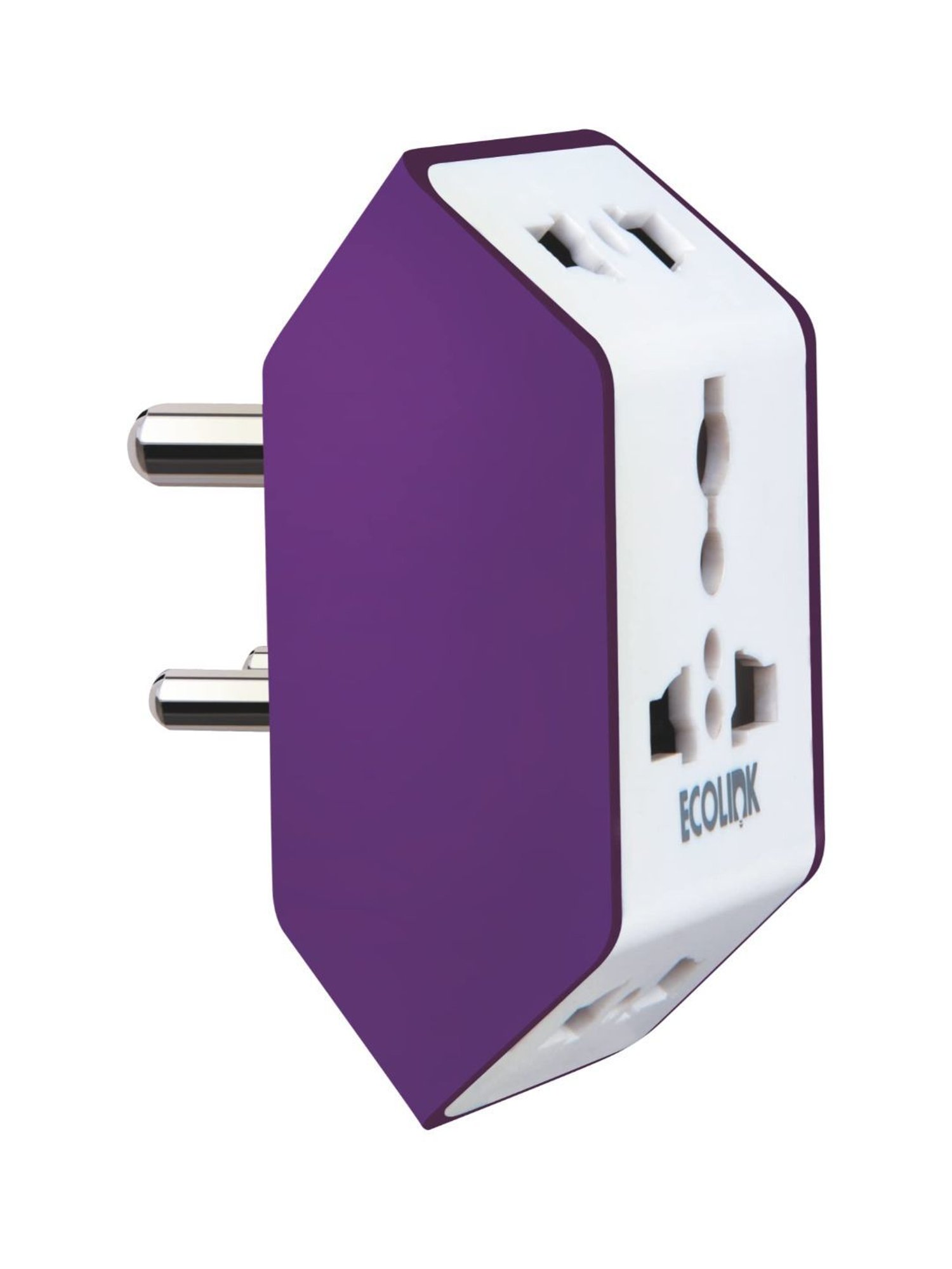 EcoLink Multiplug Socket 6A - Pack of 4 (White & Purple)