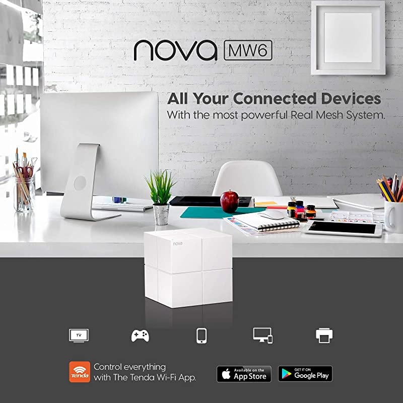 Whole Home Mesh WiFi System Dual Band Gigabit AC1200 Router Replacement for SmartHomeWorks with  Alexa for 2000 sqft 2+ Room Coverage MW6 1PK