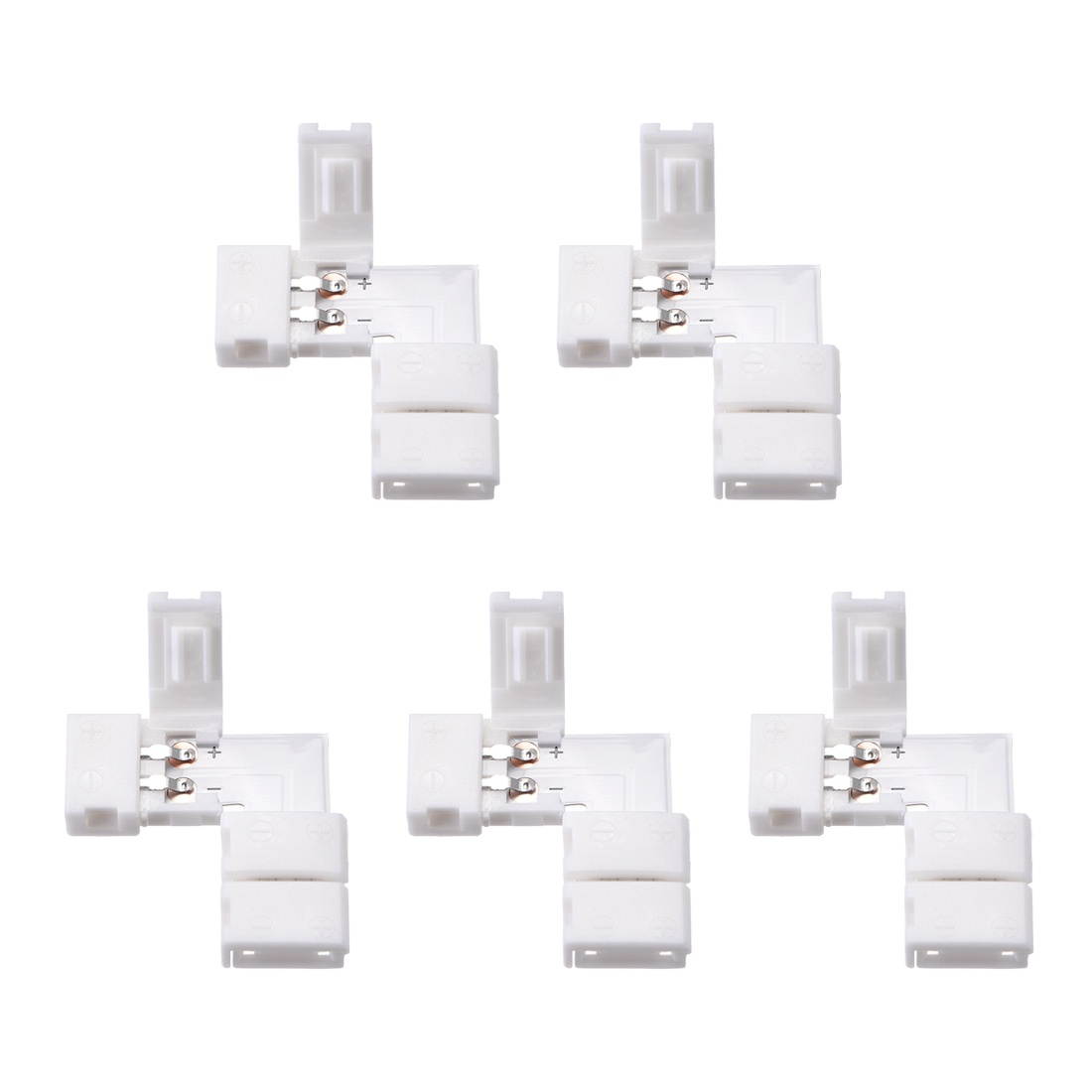 8mm 2P L-shape LED Strip Connector Right Angle Corner Connectors for Single Color 3528 2 Conductor LED Strip Lights Strip to Strip 5Pcs