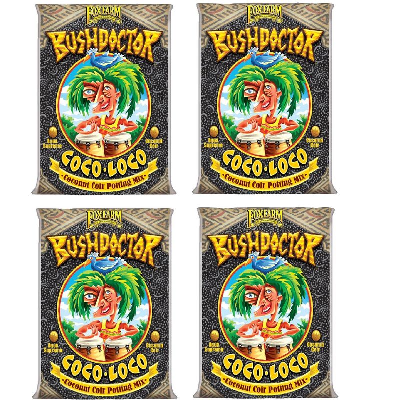 FoxFarm FX14100 Bush Doctor Coco Loco Plant Garden Indoor/Outdoor Potting Soil Mix for Plants, 2 Cubic Feet (4 Pack)