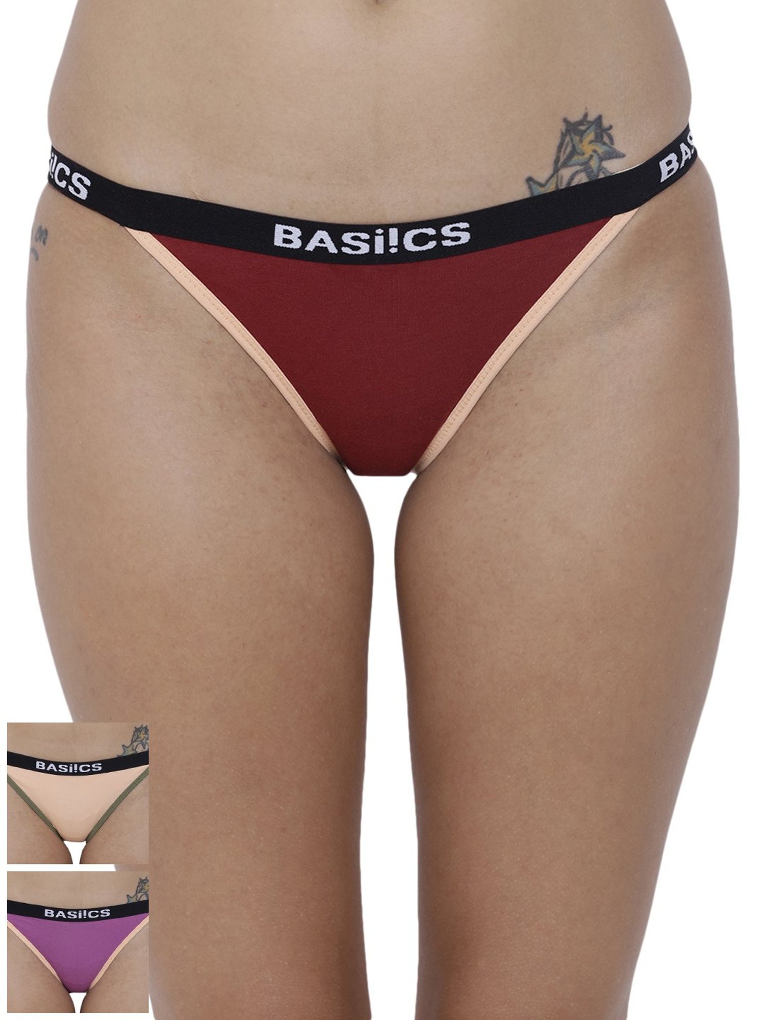 BASIICS by La Intimo Multicolor Cotton Bikini Panty ( Pack Of 3 )