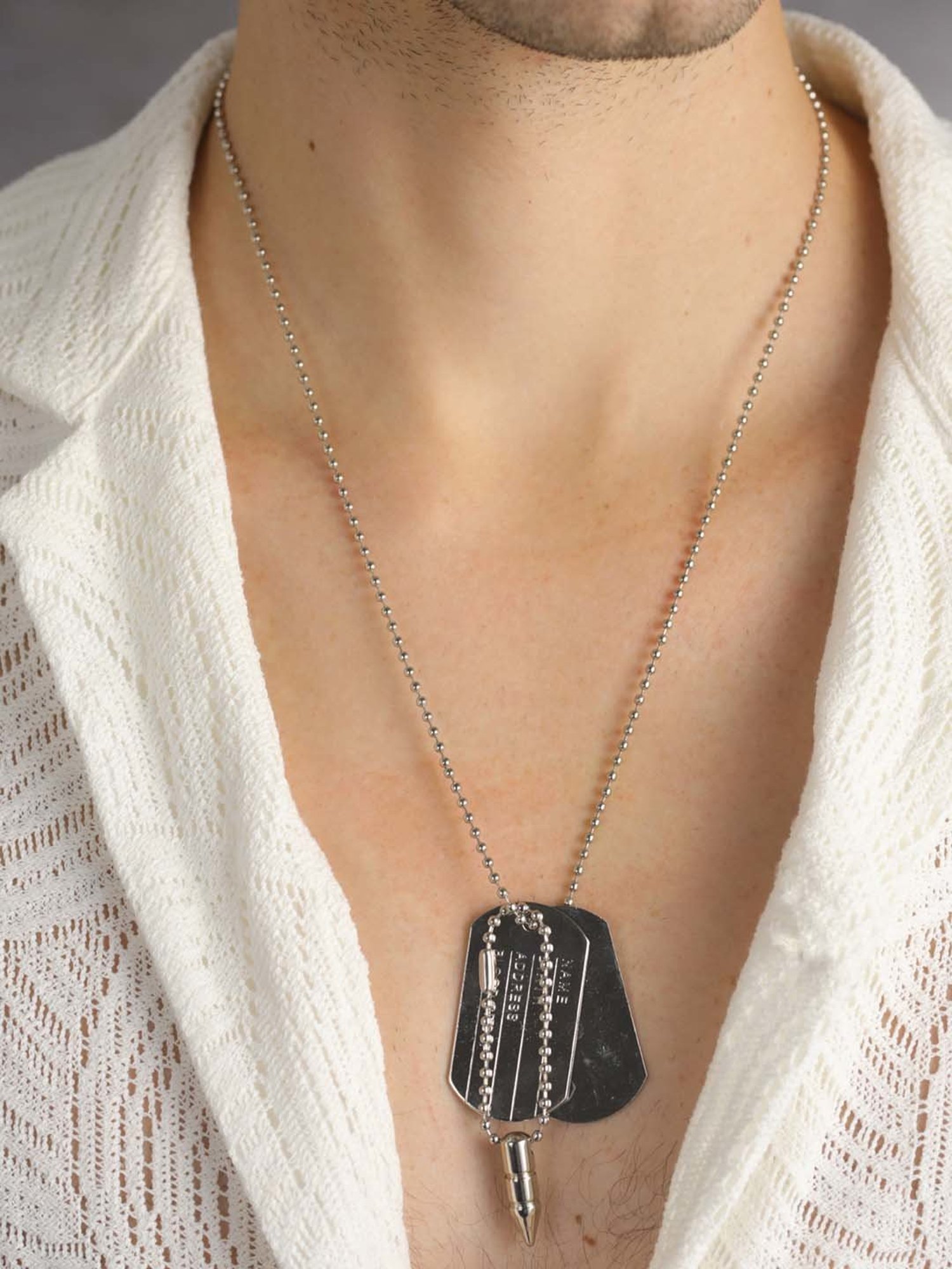 Bold By Priyaasi Trendy Bullet Tag Silver-Plated Pendant for Men