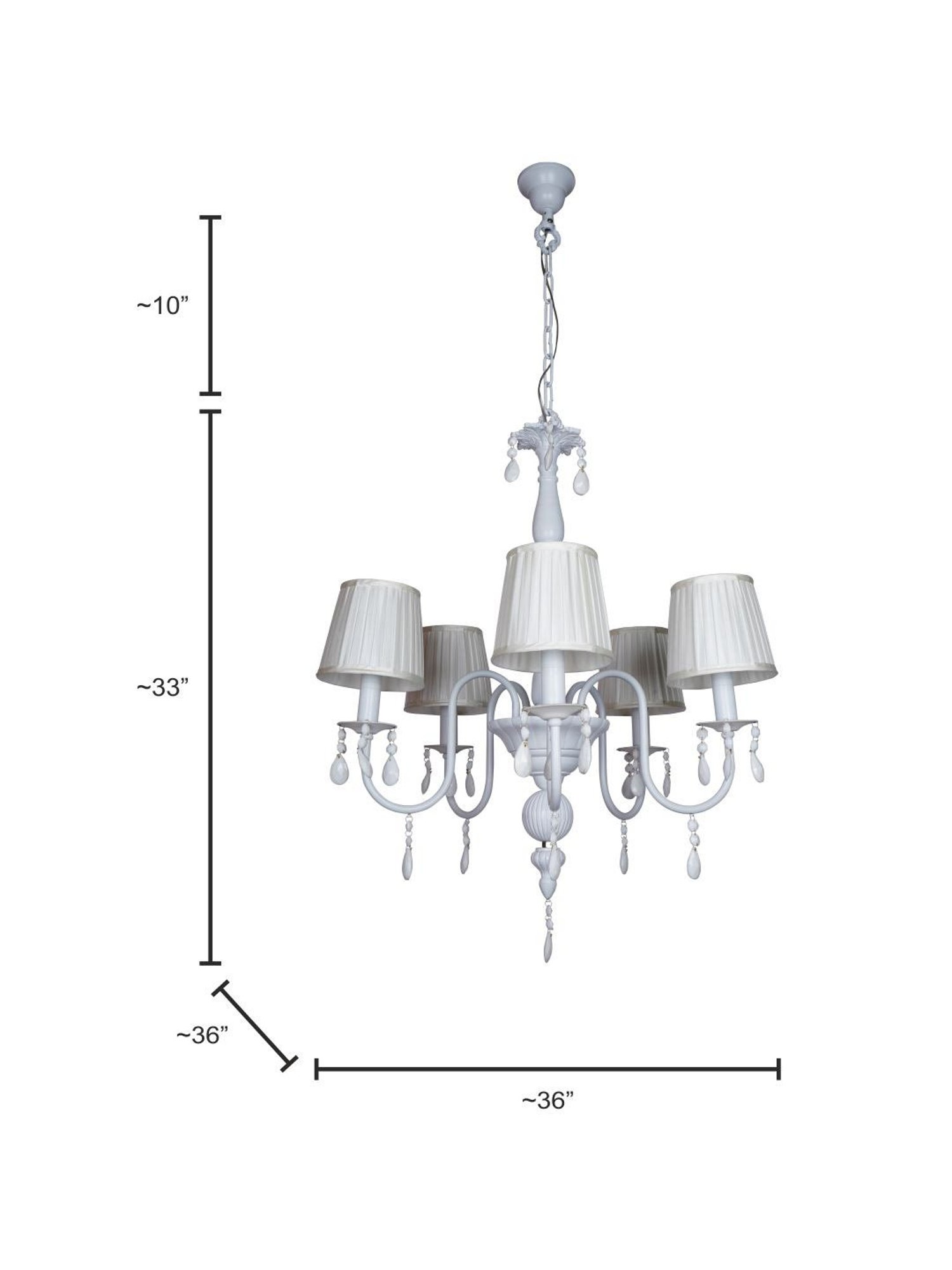 FOS LIGHTING Sparkling Elegance White Mild Steel Pleated Chandelier