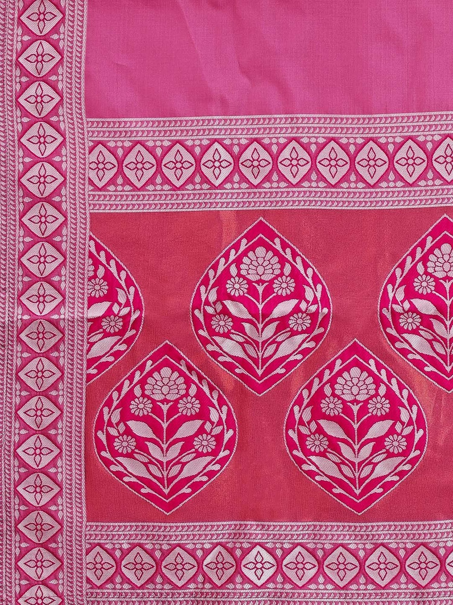PURVAJA Pink Woven Lehenga Choli Set With Dupatta