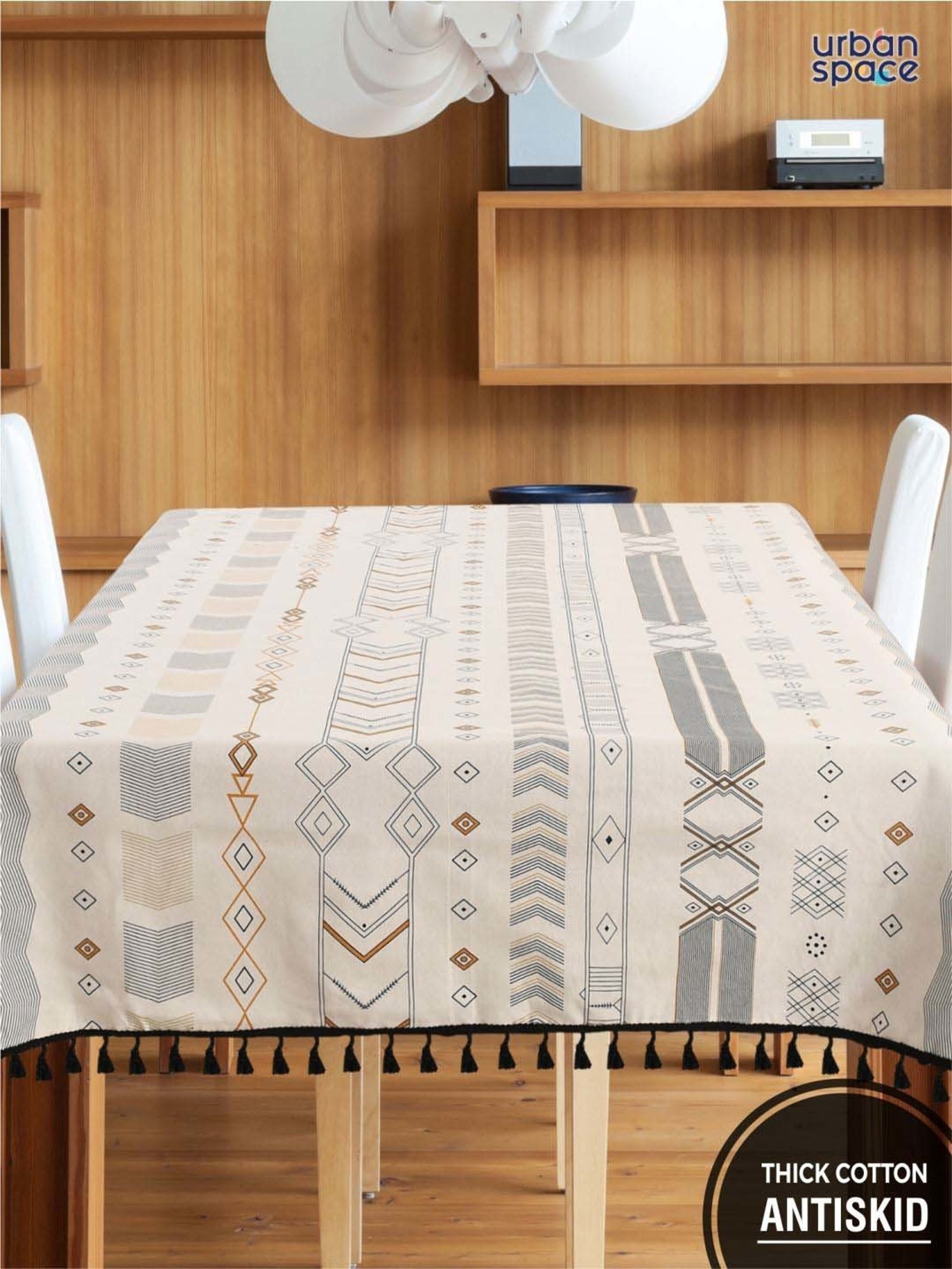 Urban Space Grey Cotton 200 GSM 4 Seater Square Dining Table Cover