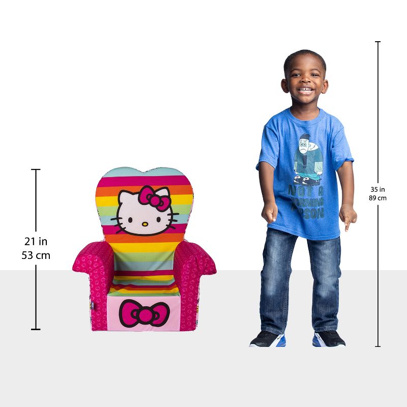 Marshmallow Furniture Comfy Foam Toddler Chair Kid's Furniture for Ages 2 Years Old and Up, Hello Kitty, Rainbow