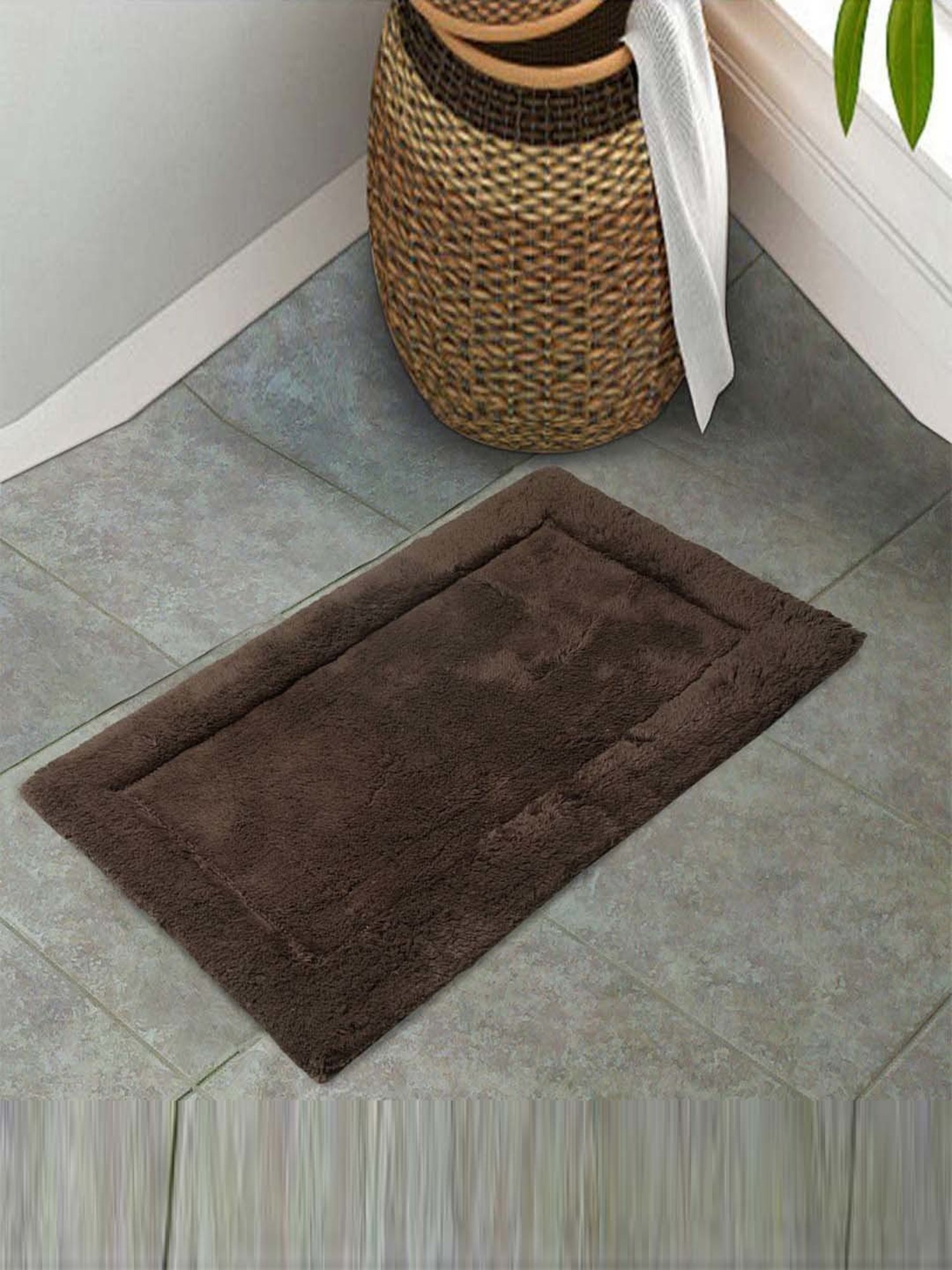 SPACES Dark Brown Cotton Hygro Small Bath Mat