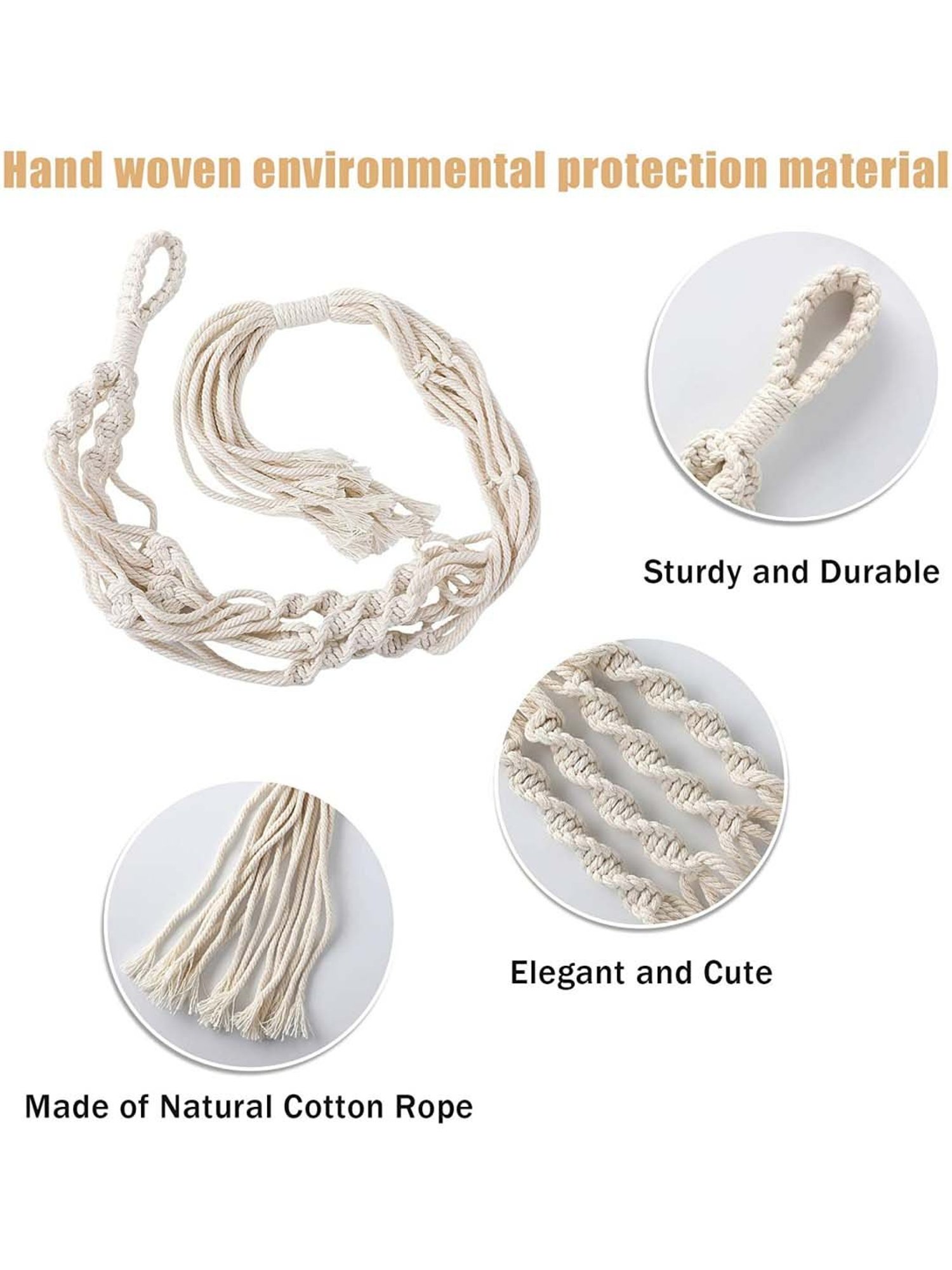 MODERN HOMES White Handmade Macrame Cotton Plant Hangers - Set of 4