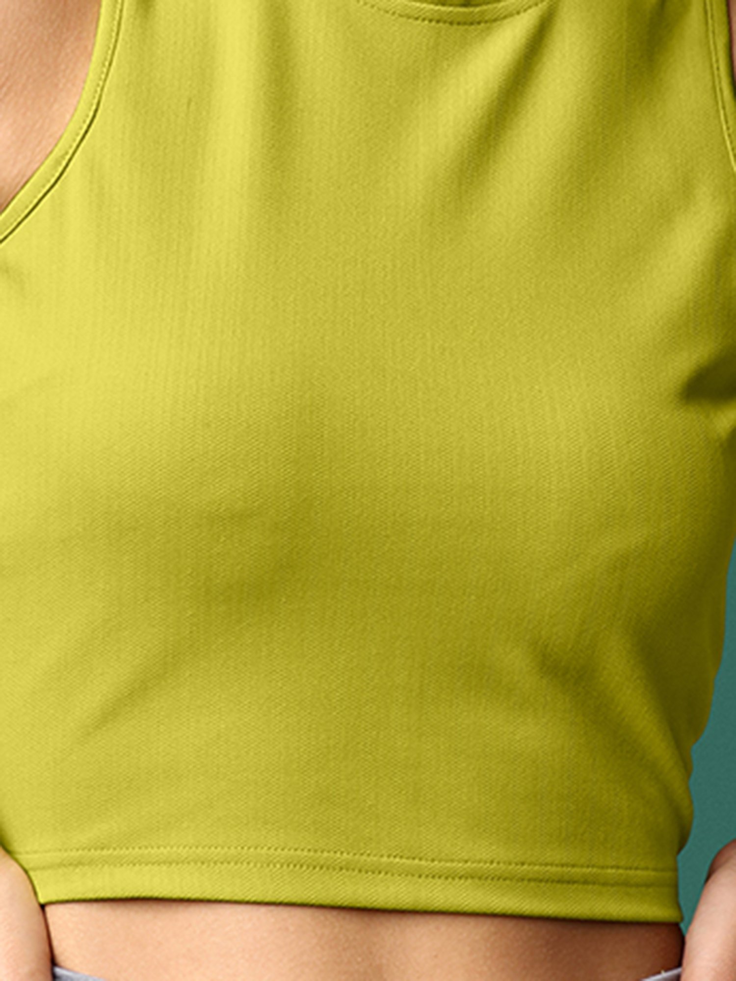 PURVAJA Lime Regular Fit Crop Top
