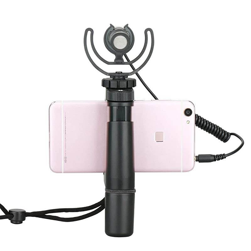 FMount Mobile Smartphone Camera Grip Holder Handle Rig Monopod with Tripod Mount and Cold Shoe Mount for Filming Video on Most Smartphones iPhone iPhone Plus Galaxy Android