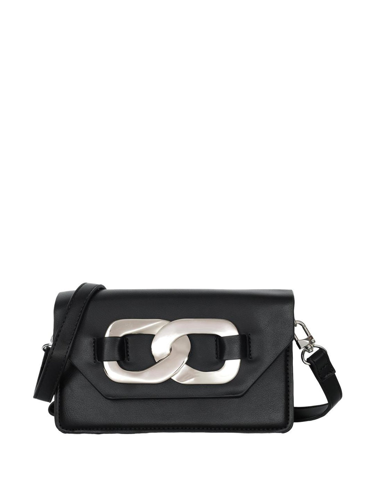 Angeline Black Solid Medium Sling Handbag