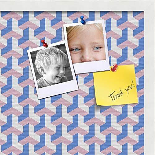 PinPix pin Cork Bulletin Board Made from Canvas, BAUS Blue Pink 24x18 Inches (Completed Size) and Framed in Satin White Frame (PinPix-1627-24x18_FRBW26074)