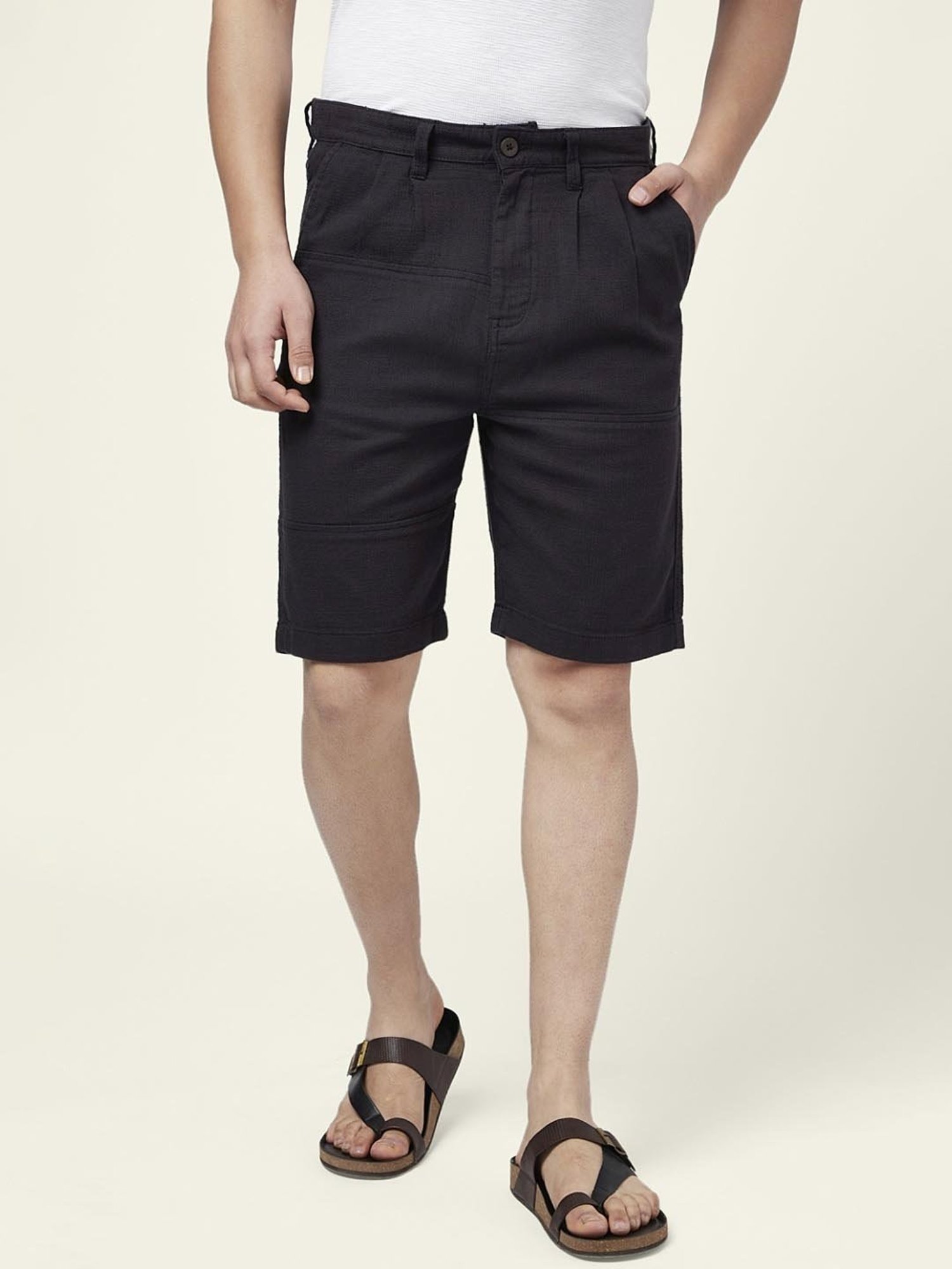 7 Alt By Pantaloons Charcoal Cotton Slim Fit Shorts