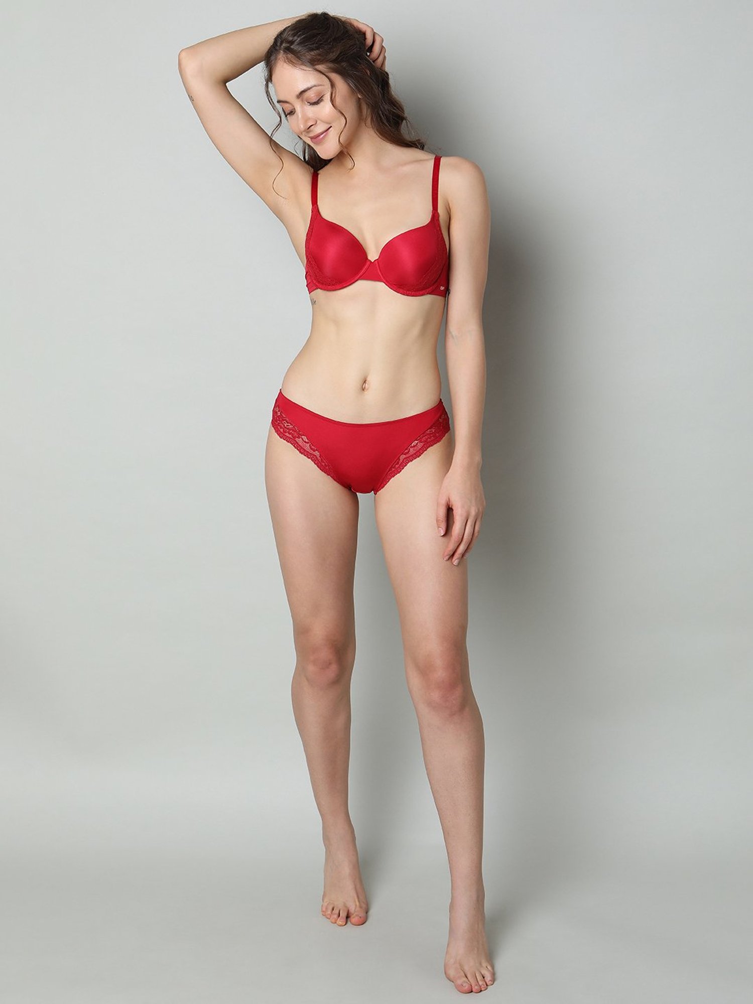 Vero Moda Intimates Red Lace Medium Coverage Push-Up Bra