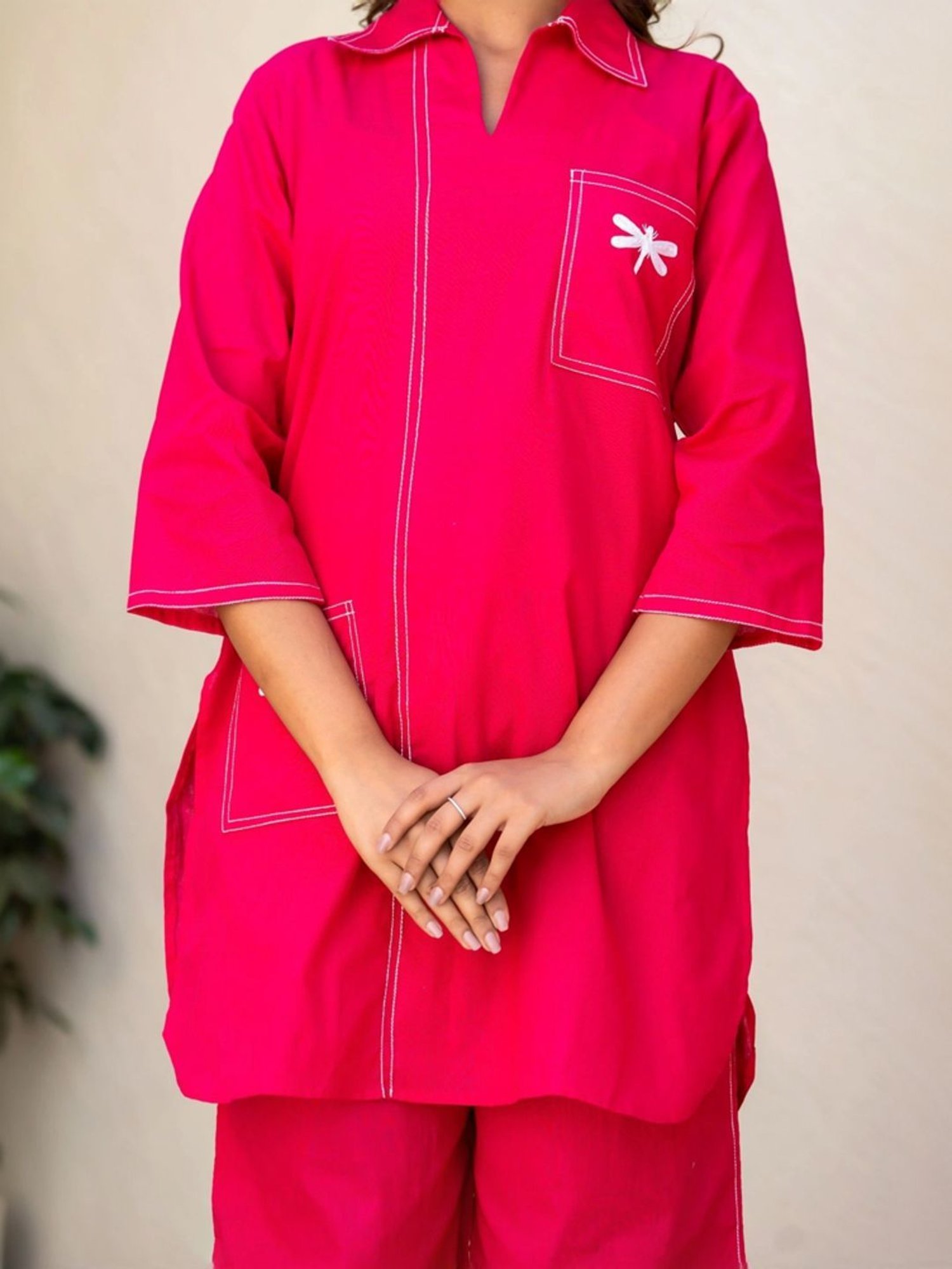 HOUSE OF JAMOTI Pink Cotton Tunic Palazzo Set