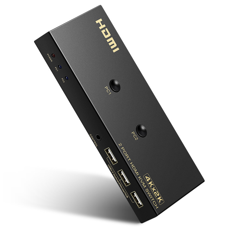 2 Ports  HDMI KVM Switch 4K*2K@60Hz 2 In 1 Out HDMI Supports Hotkey Switch Wire Control HDMI Monitor Keyboard &Mouse & Video USB 2.0 Devices Share