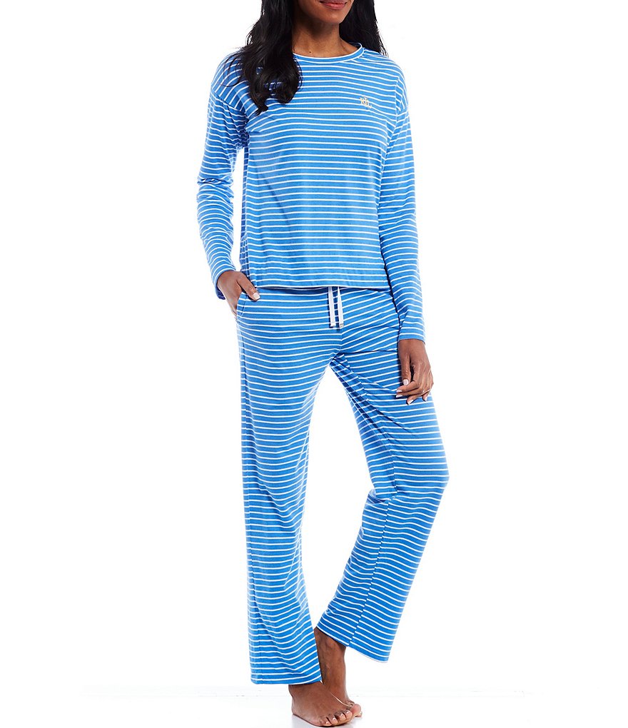 Lauren Ralph Lauren Pique Striped Coordinating Long Sleeve Top