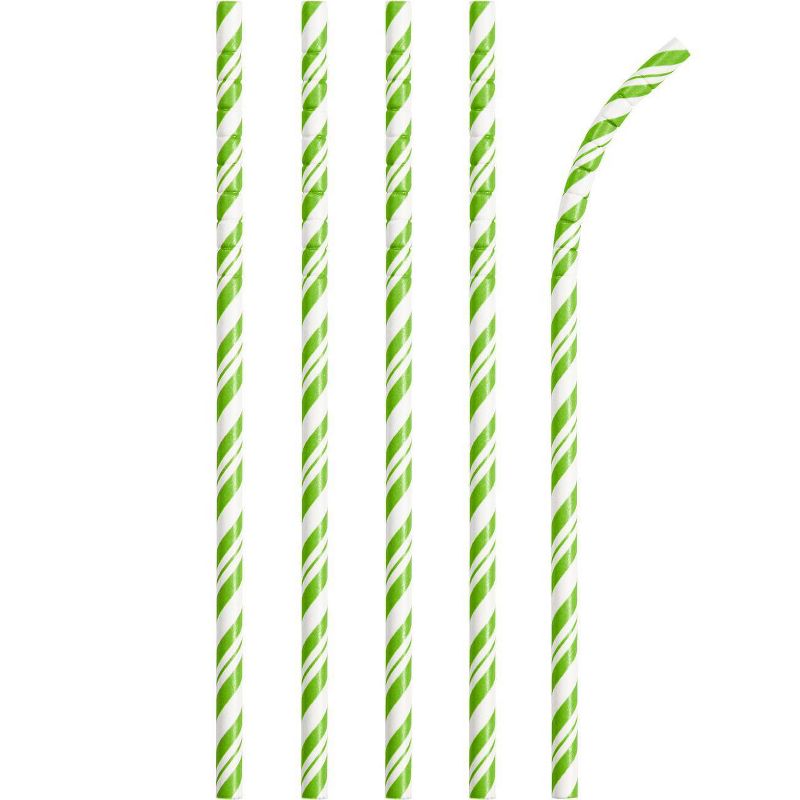 24ct Fresh Lime and White Striped Paper Straws