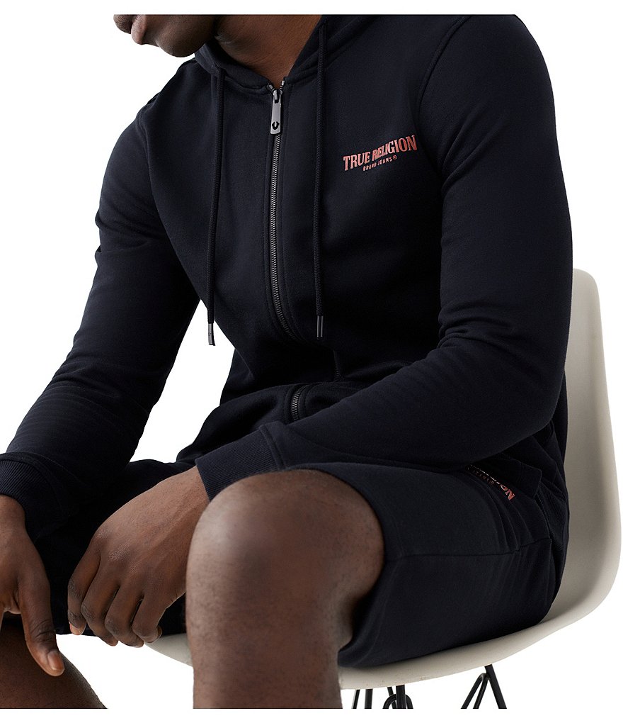 True Religion Long-Sleeve Logo Graphic Zip-Up Hoodie