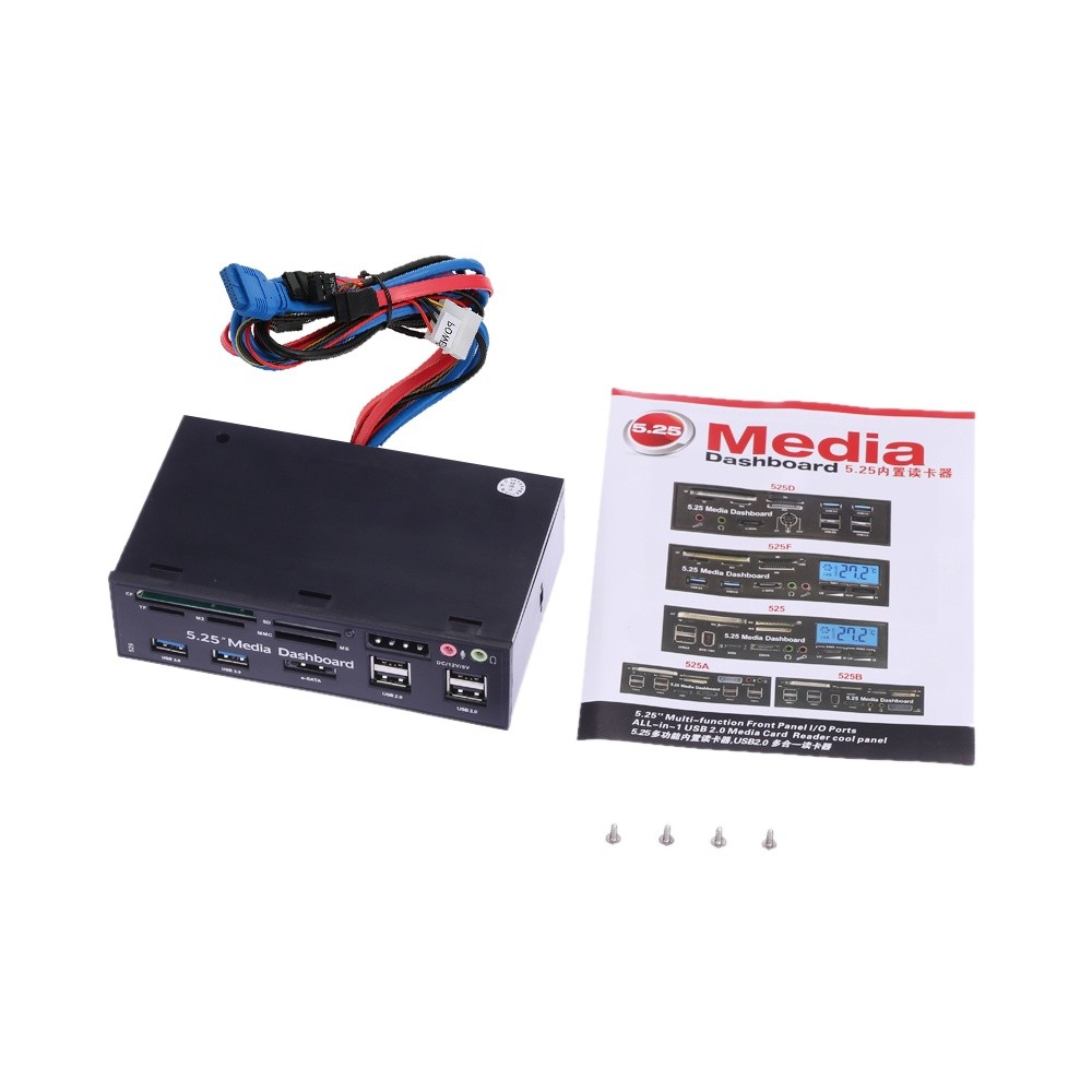 5.25 inch PC Computer Front panel All-in-1 Multifunction USB 2.0 card reader with 3 ports USB3.0,Type-C, eSATA ,Support MD,SD/MMC,XD,TF,M2,MS,64G CF card (STW-3125)