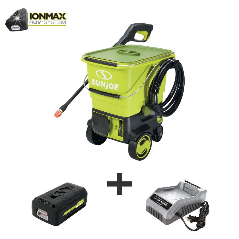 Sun Joe SPX6001C-XR 40-Volt iONMAX Cordless Pressure Washer Kit | 1160 PSI MAX | W/ 5.0-Ah Battery and Charger