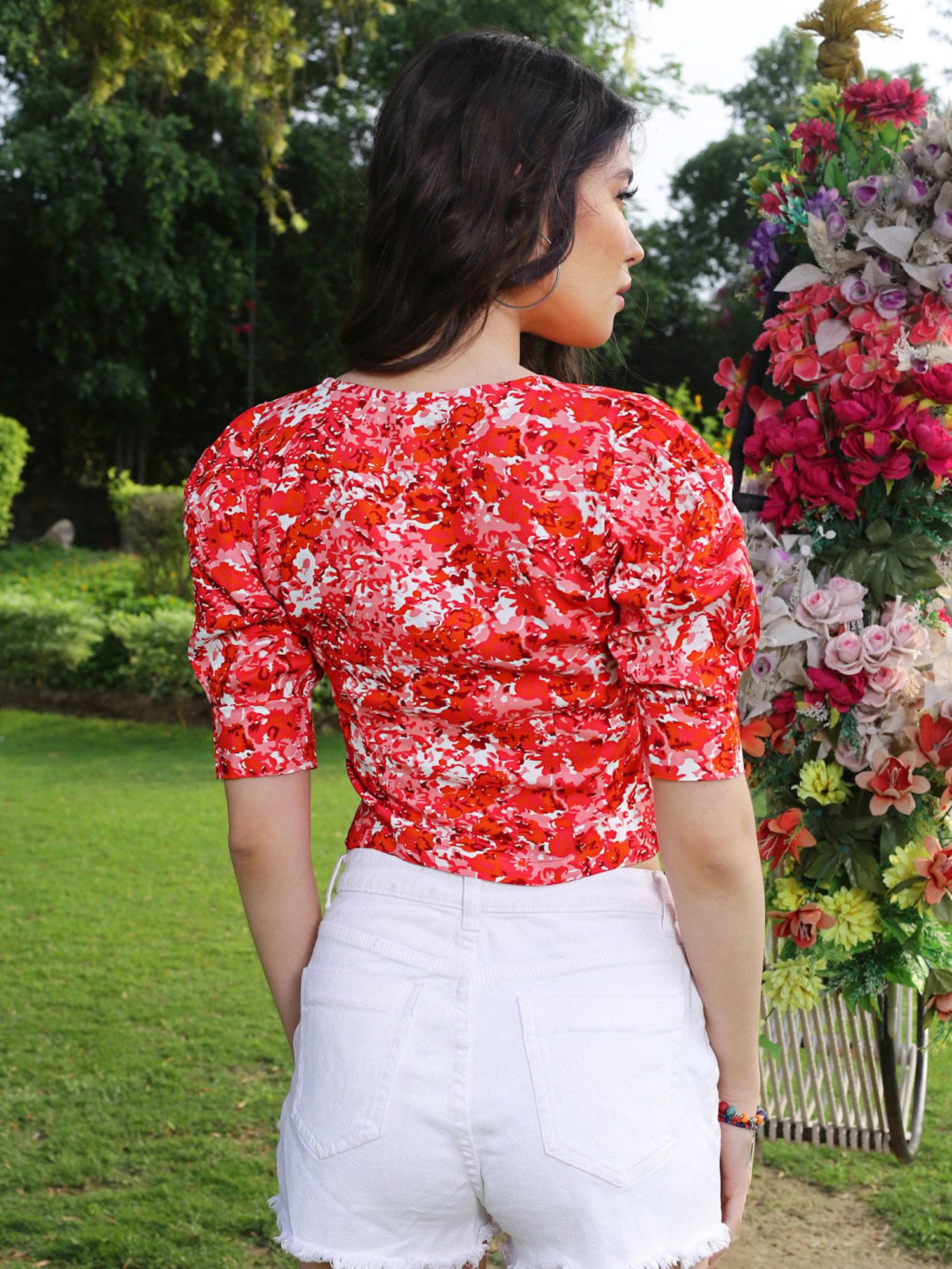 Sera Pink Printed Crop Top