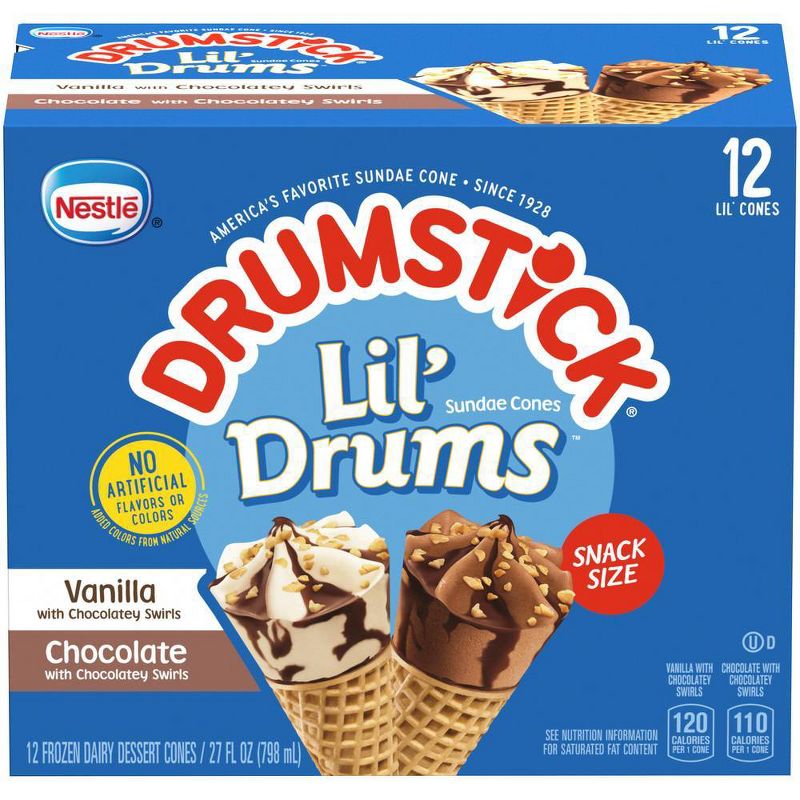 Nestle Drumstick Lil' Drums Vanilla Chocolate Ice Cream Cones - 12ct