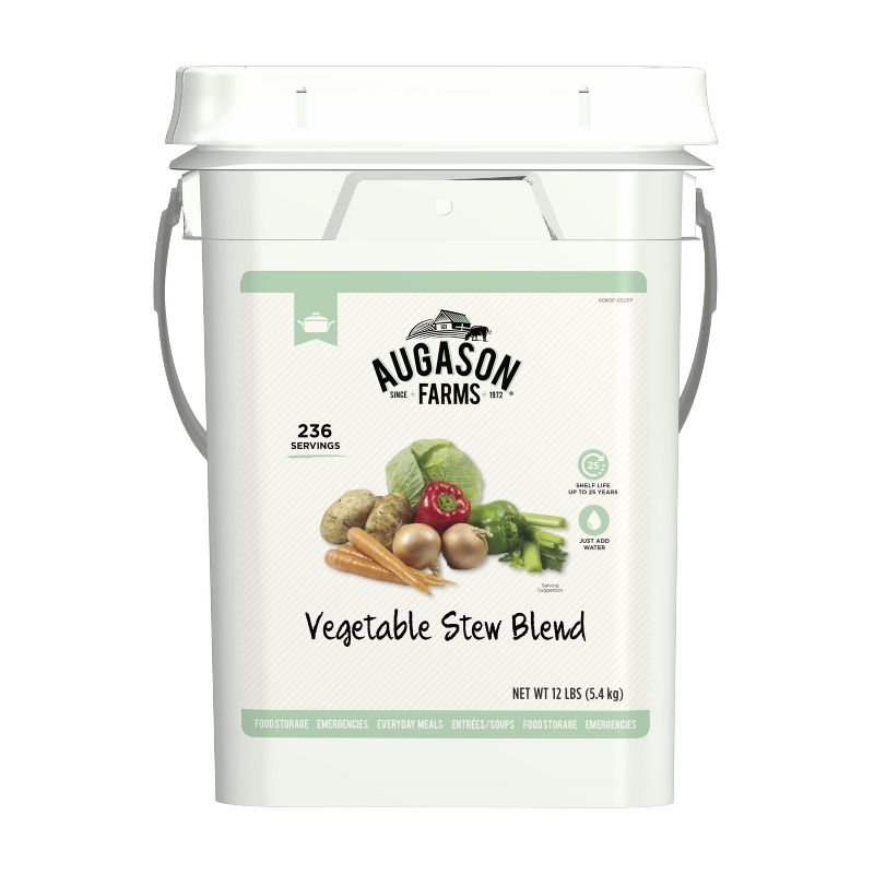 Augason Farms Vegetable Stew Blend Certified Gluten Free Emergency Bulk Food Storage 4-Gallon Pail 236 Servings