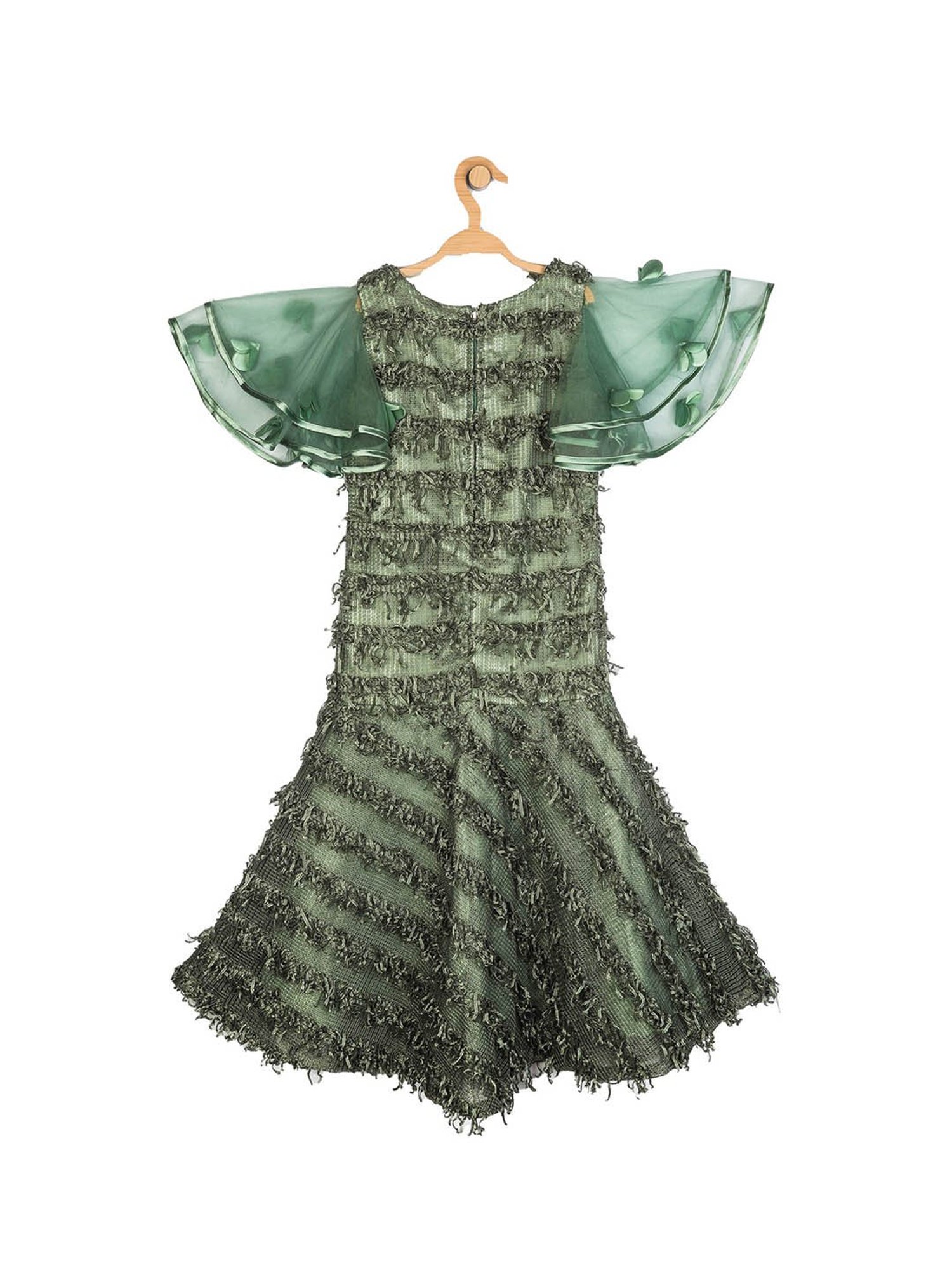 Peppermint Kids Green Embroidered  Dress