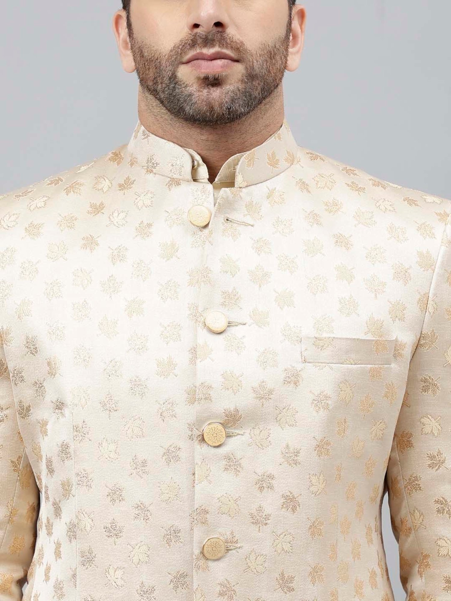 Hangup Cream Regular Fit Ethnic Blazer
