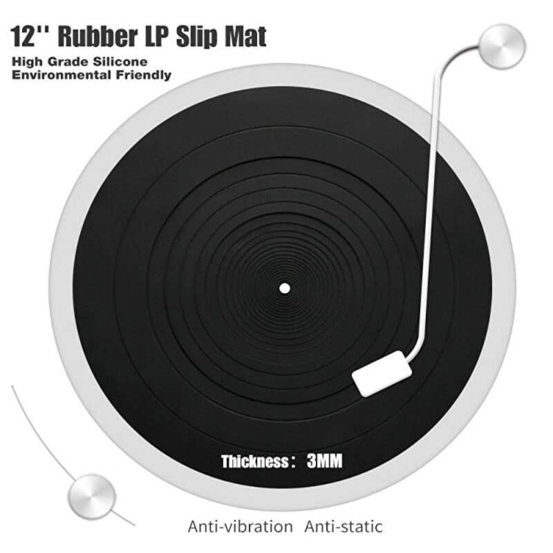 Platter Mat Rubber 12 inch Silicone LP Slipmat Universal Compatible for Audio Technica ATLP120BK ATLP1200 Platter 12 Inch Diameter