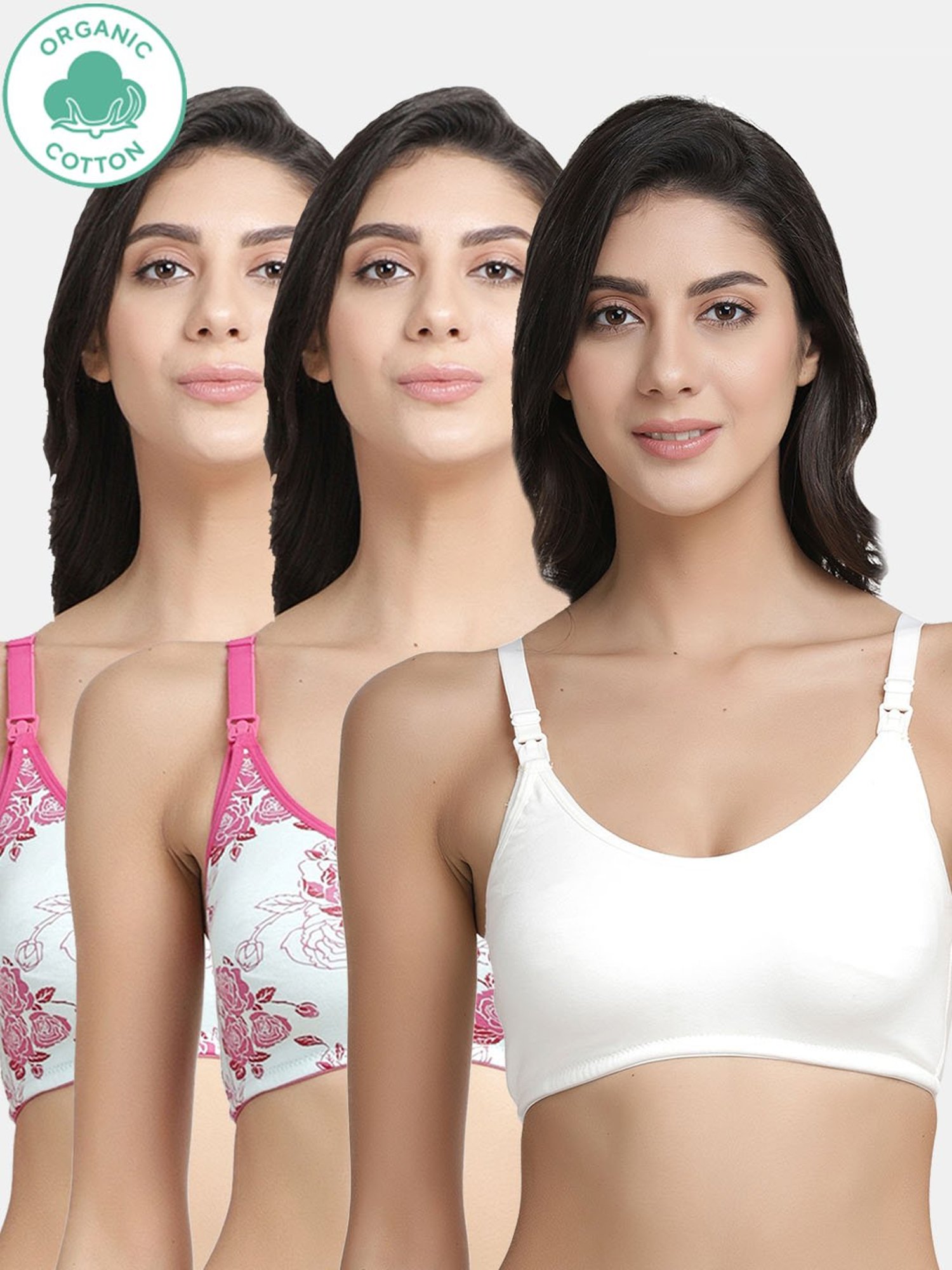 Inner Sense Multicolored Non Wired Non Padded Nursing Bra (Pack Of 3)