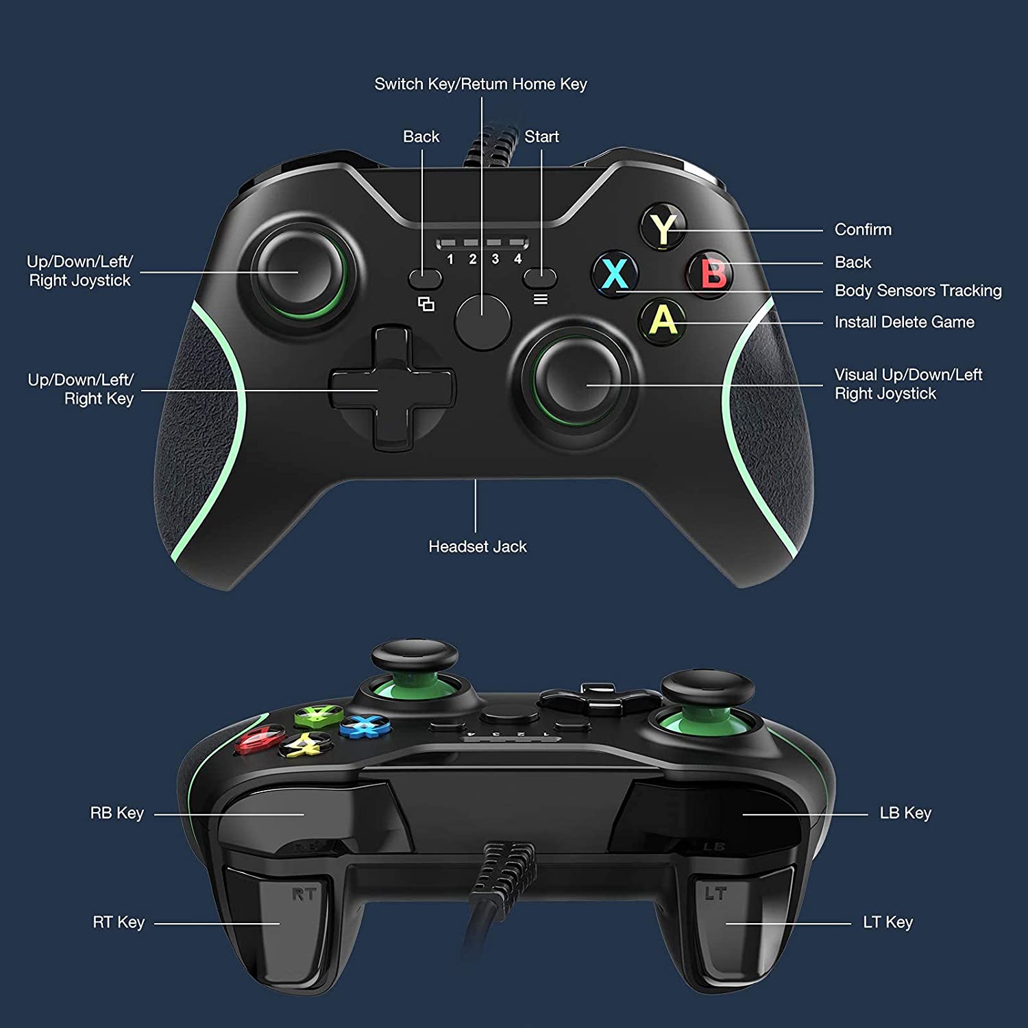 Xbox One Controller,Wired Xbox Controller with Headphone Jack for Xbox Series S Xbox Series X Xbox One/S/X and Microsoft PC Windows 7. 10